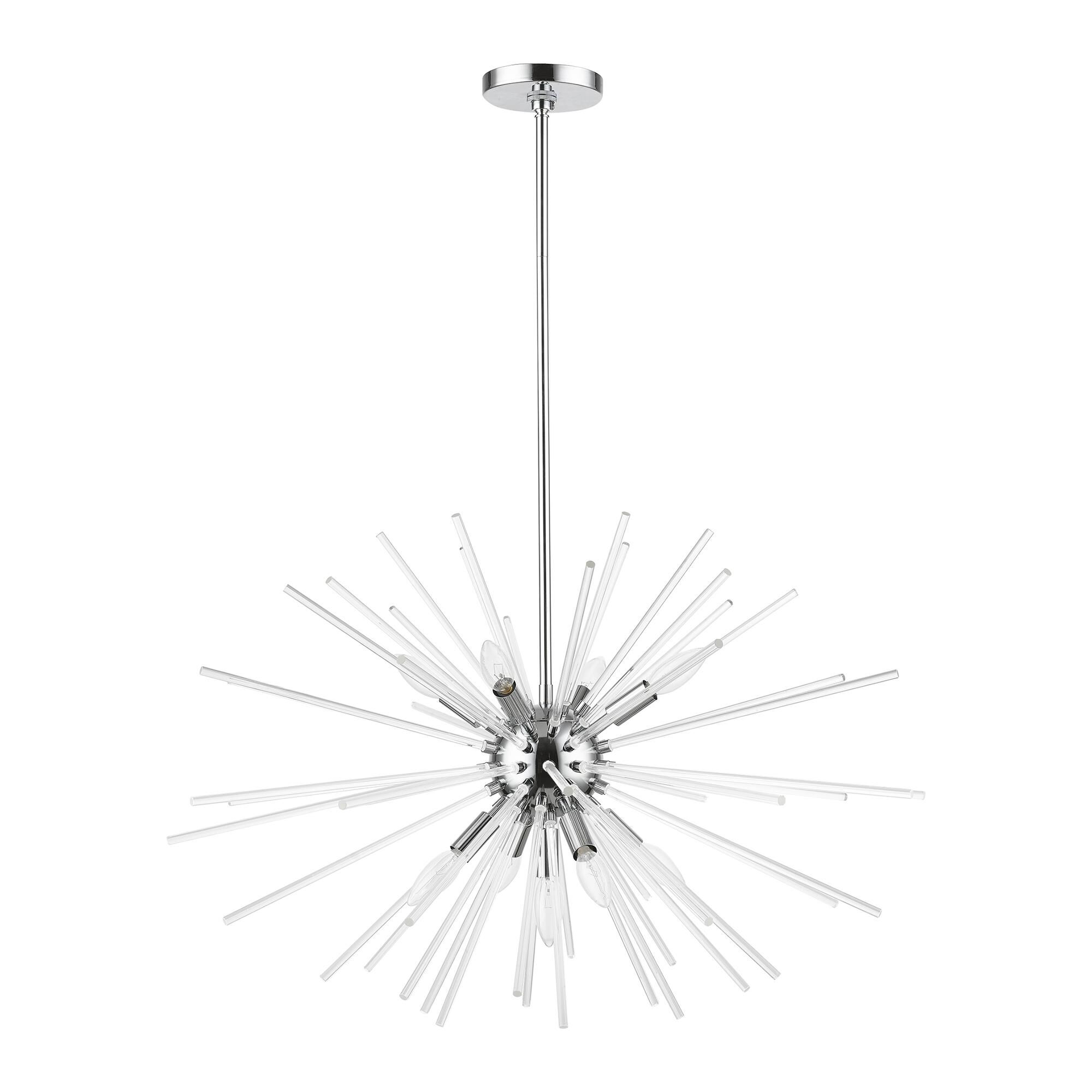 Shown in Polished Chrome finish and Clear Rods glass