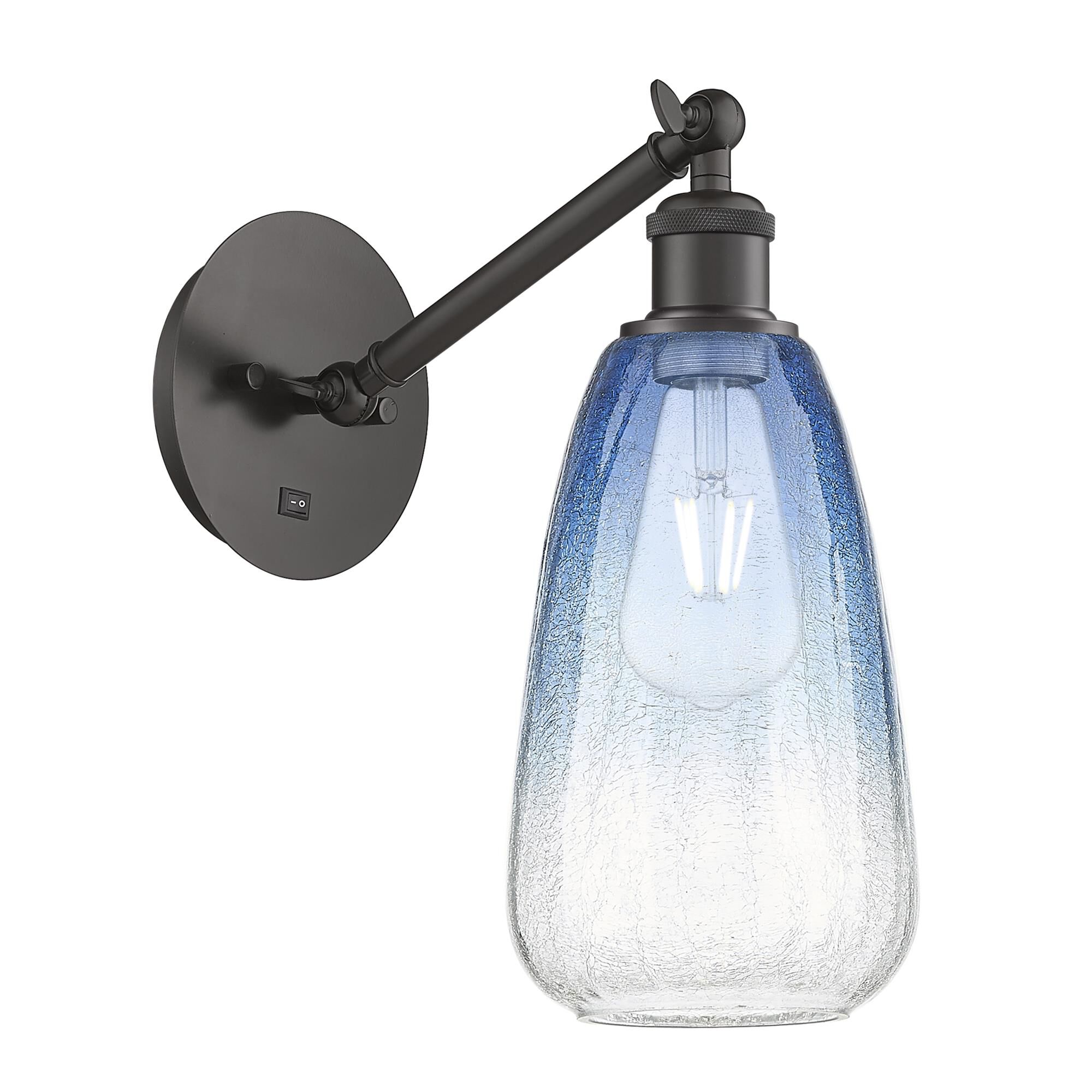 Shown in Oil Rubbed Bronze finish and Sapphire Blue glass