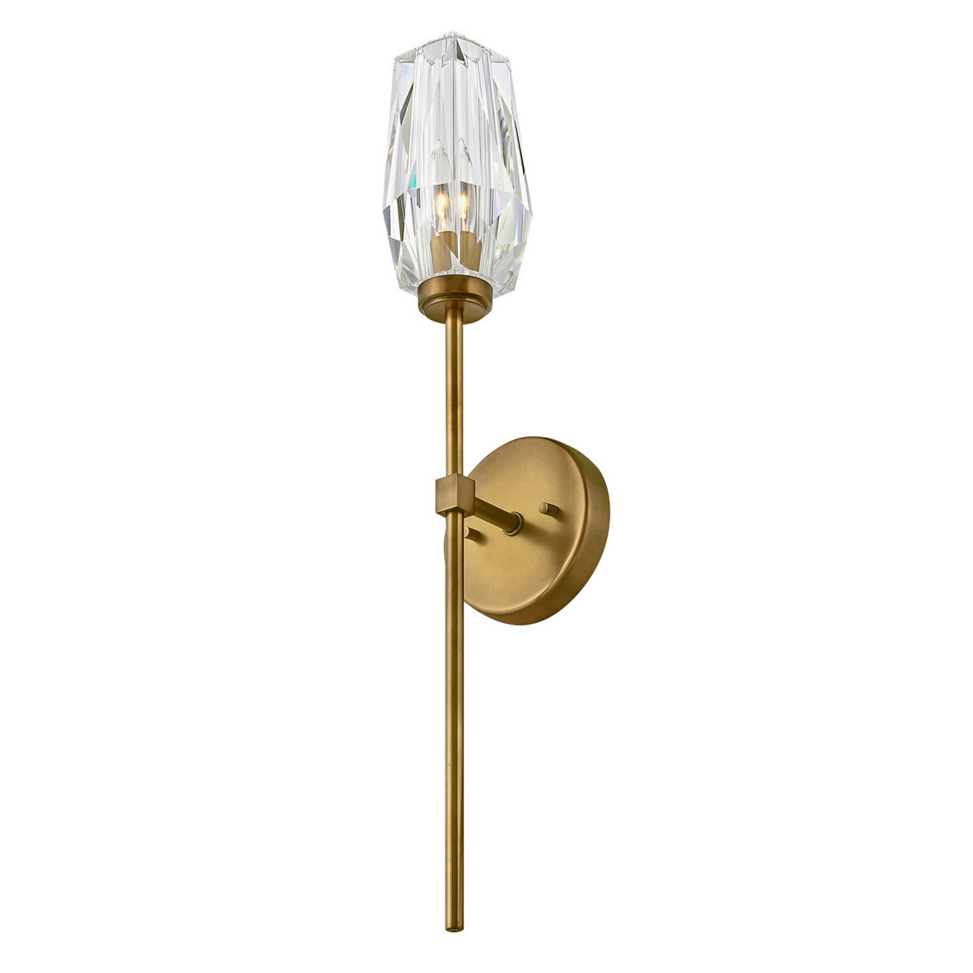 Shown in Heritage Brass finish and Faceted Clear Crystal glass