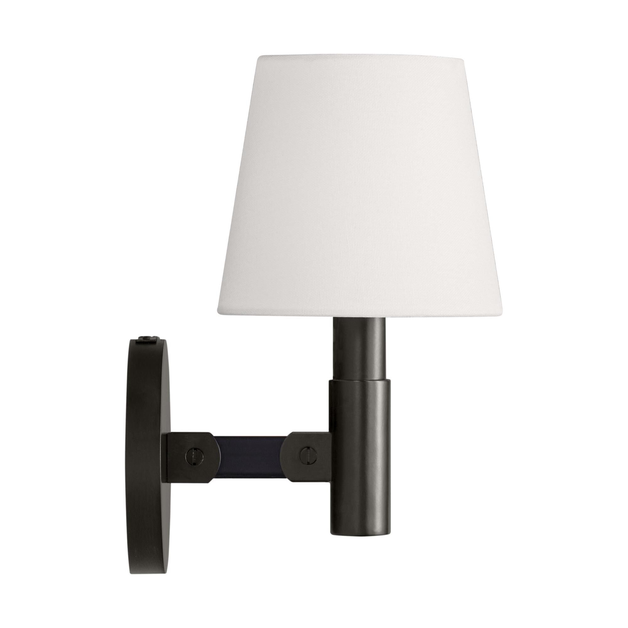 Shown in Aged Iron finish and White Linen shade