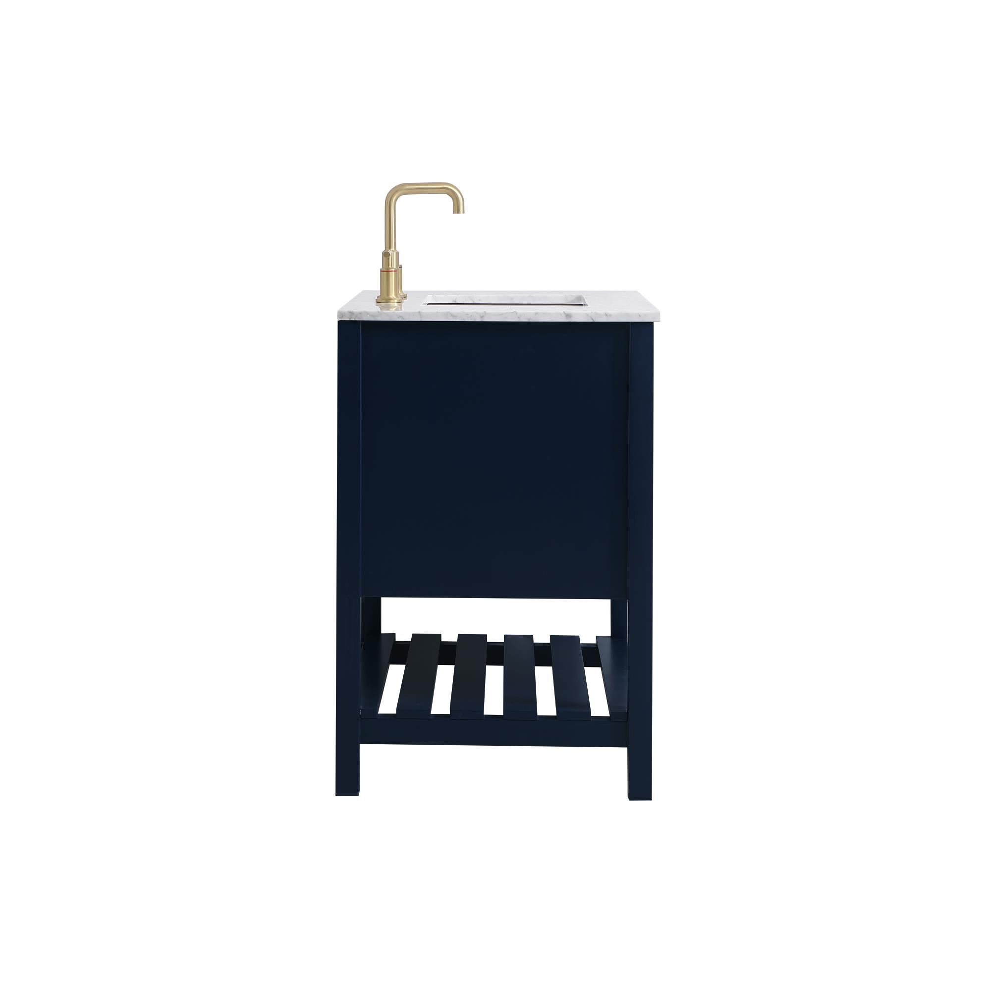 Shown in Blue And Gold With Carrara White Marble finish