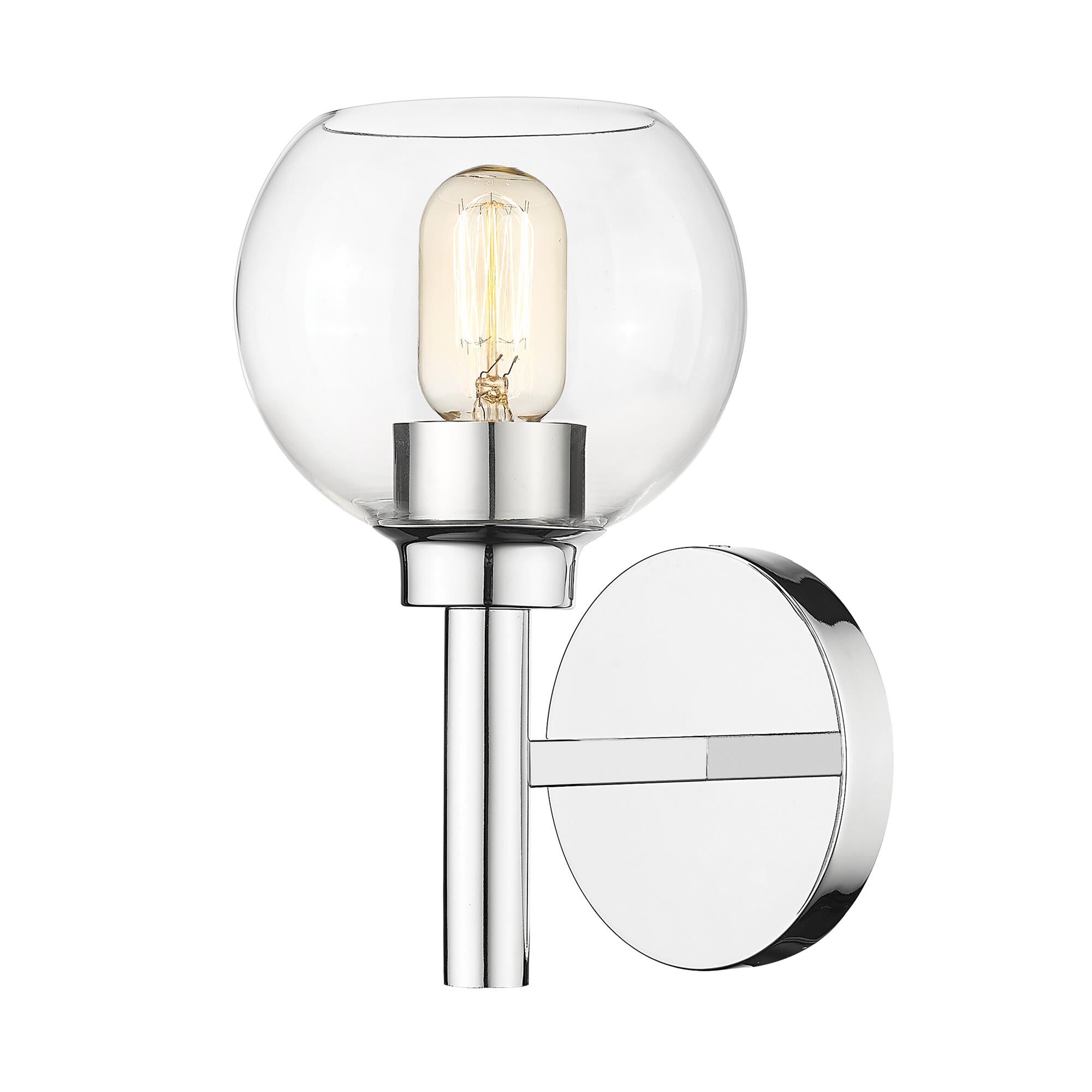 Shown in Chrome finish and Clear glass