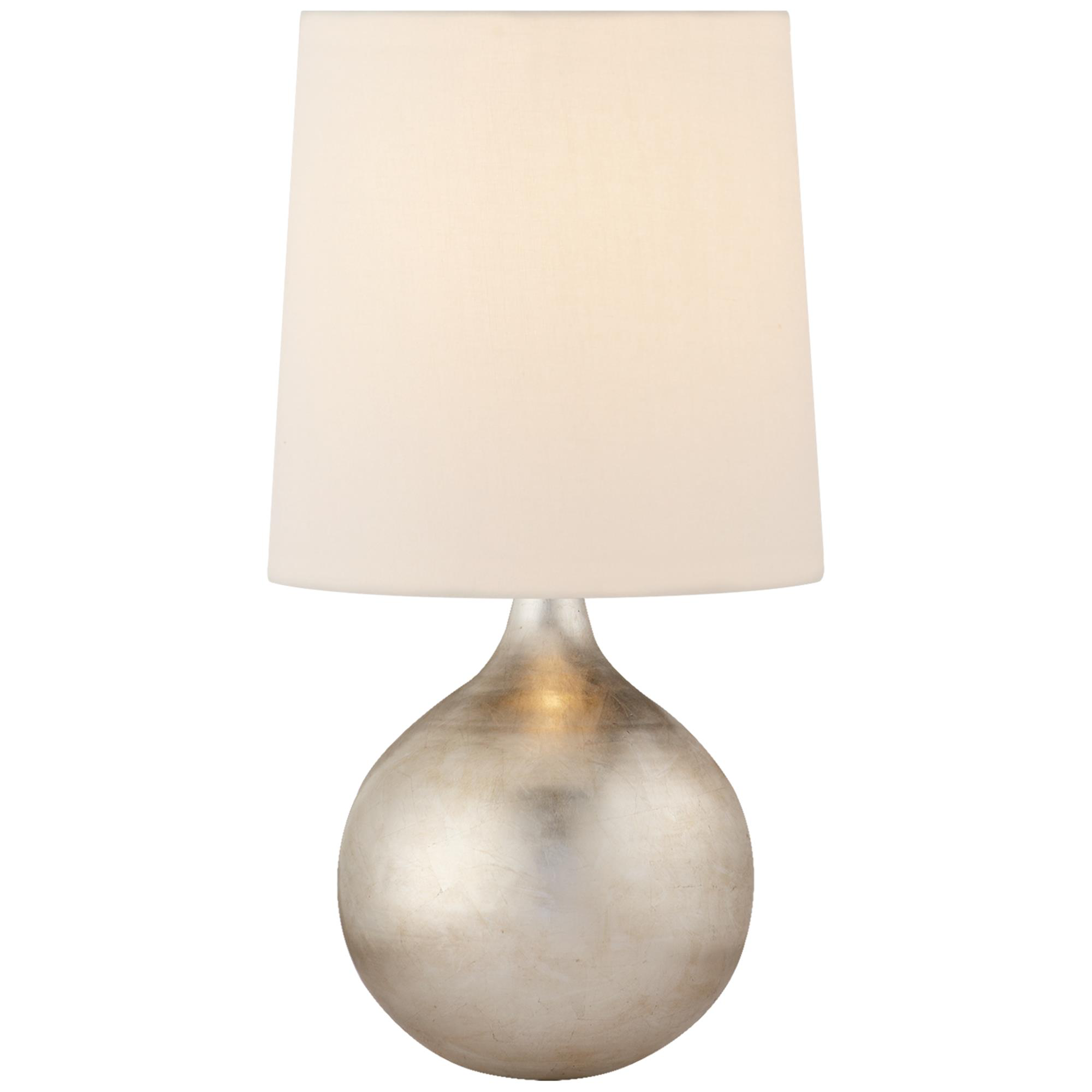 Shown in Burnished Silver Leaf finish and Linen shade