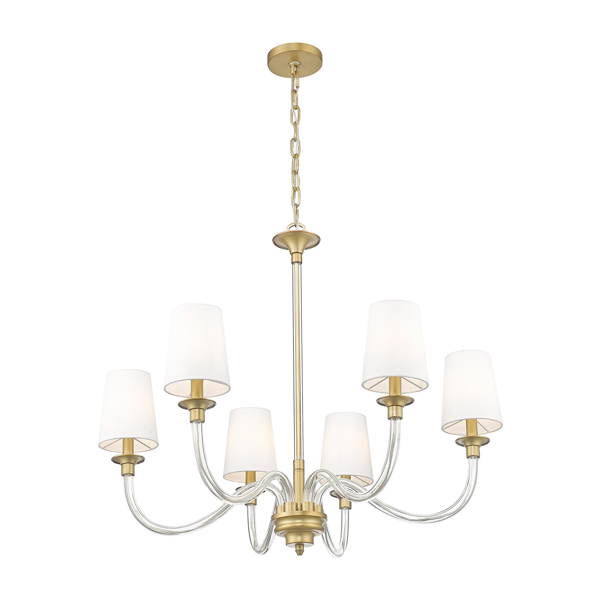 Shown in Rubbed Brass finish and White glass and White shade