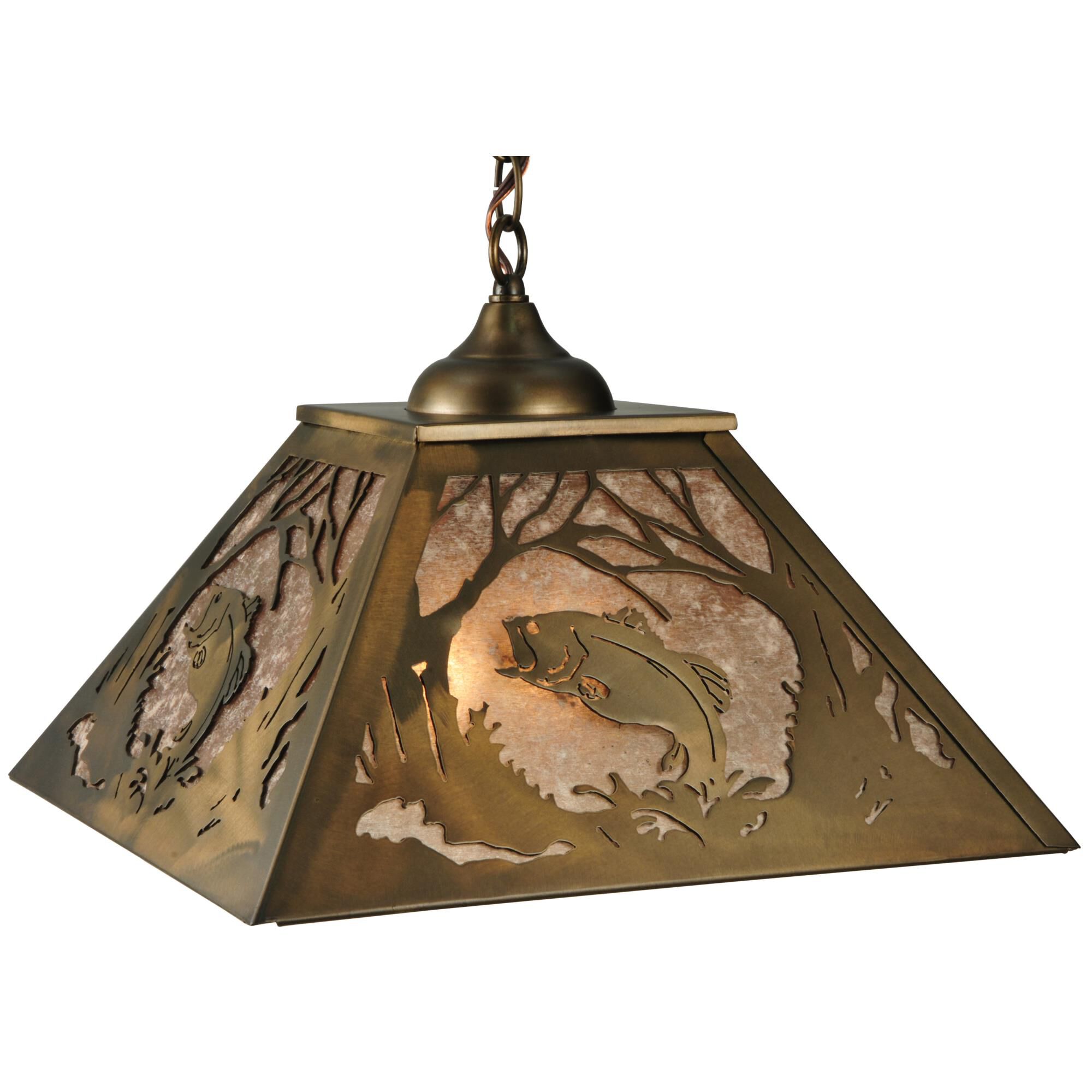 Shown in Antique Copper Finish finish and Silver Mica glass