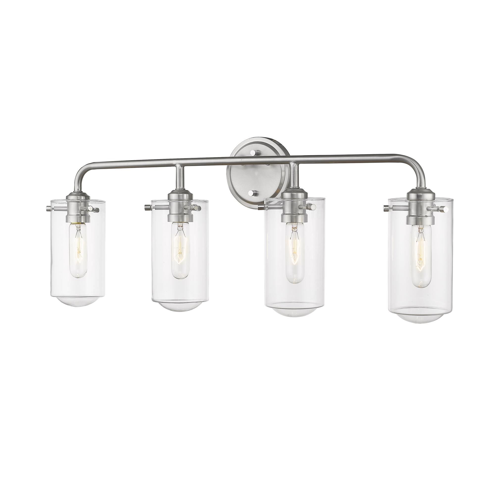Shown in Brushed Nickel finish and Glass shade