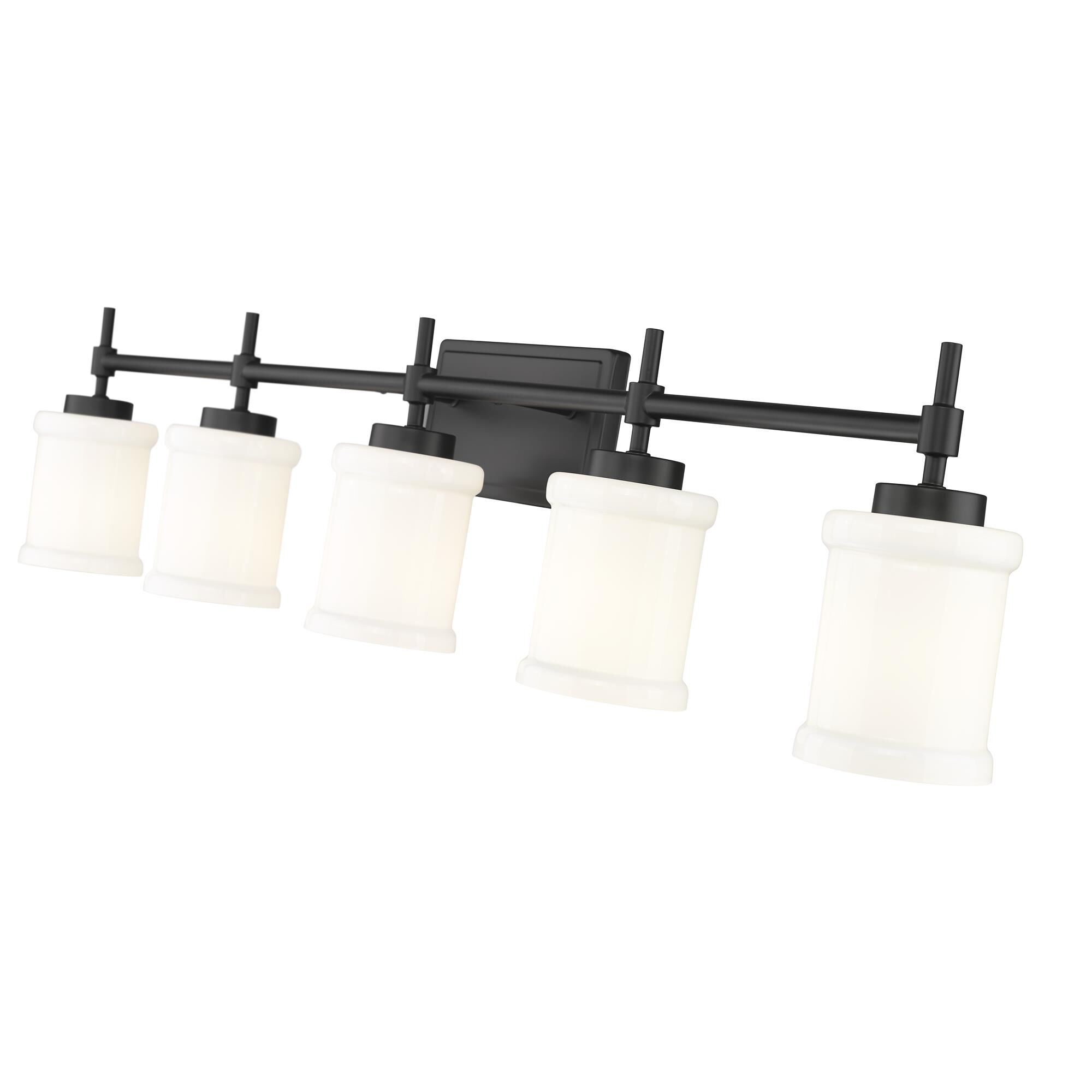 Shown in Matte Black finish and Gloss Opal glass and Gloss Opal shade