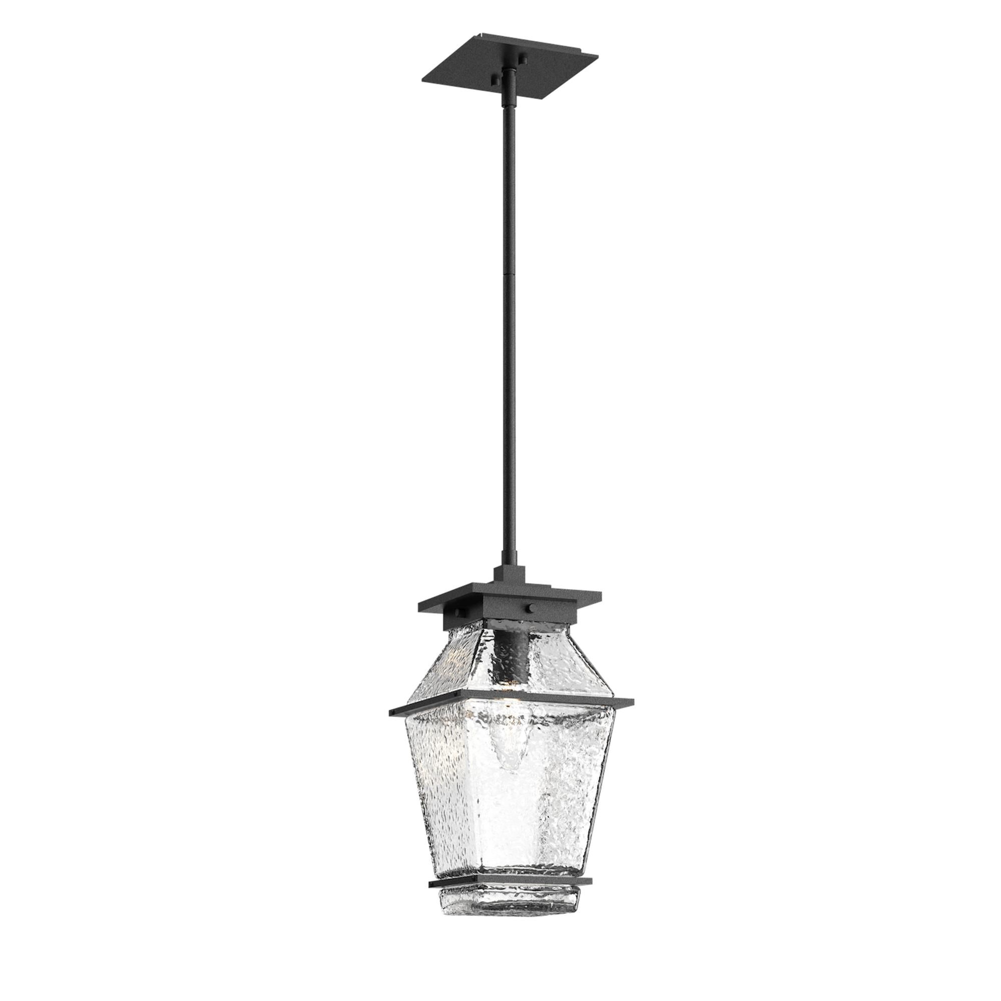 Shown in Textured Black finish and Clear Blown glass