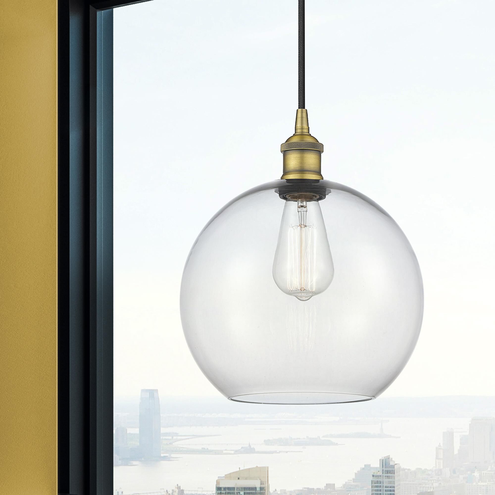 Shown in Brushed Brass finish and Clear Large Athens glass