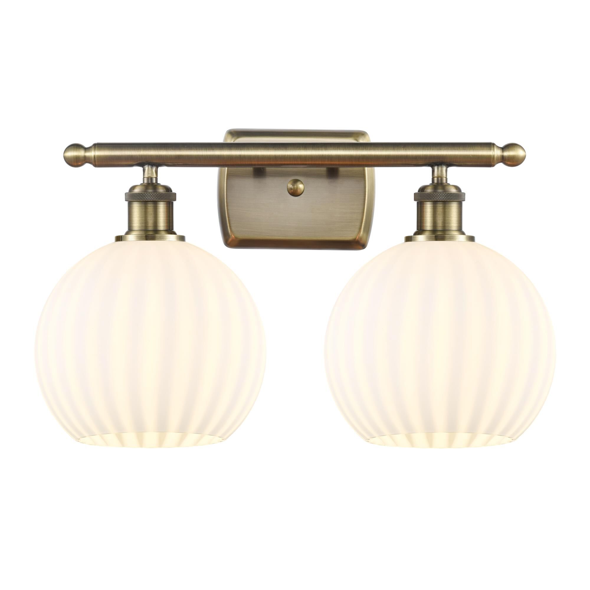 Shown in Antique Brass finish and White Venetian glass