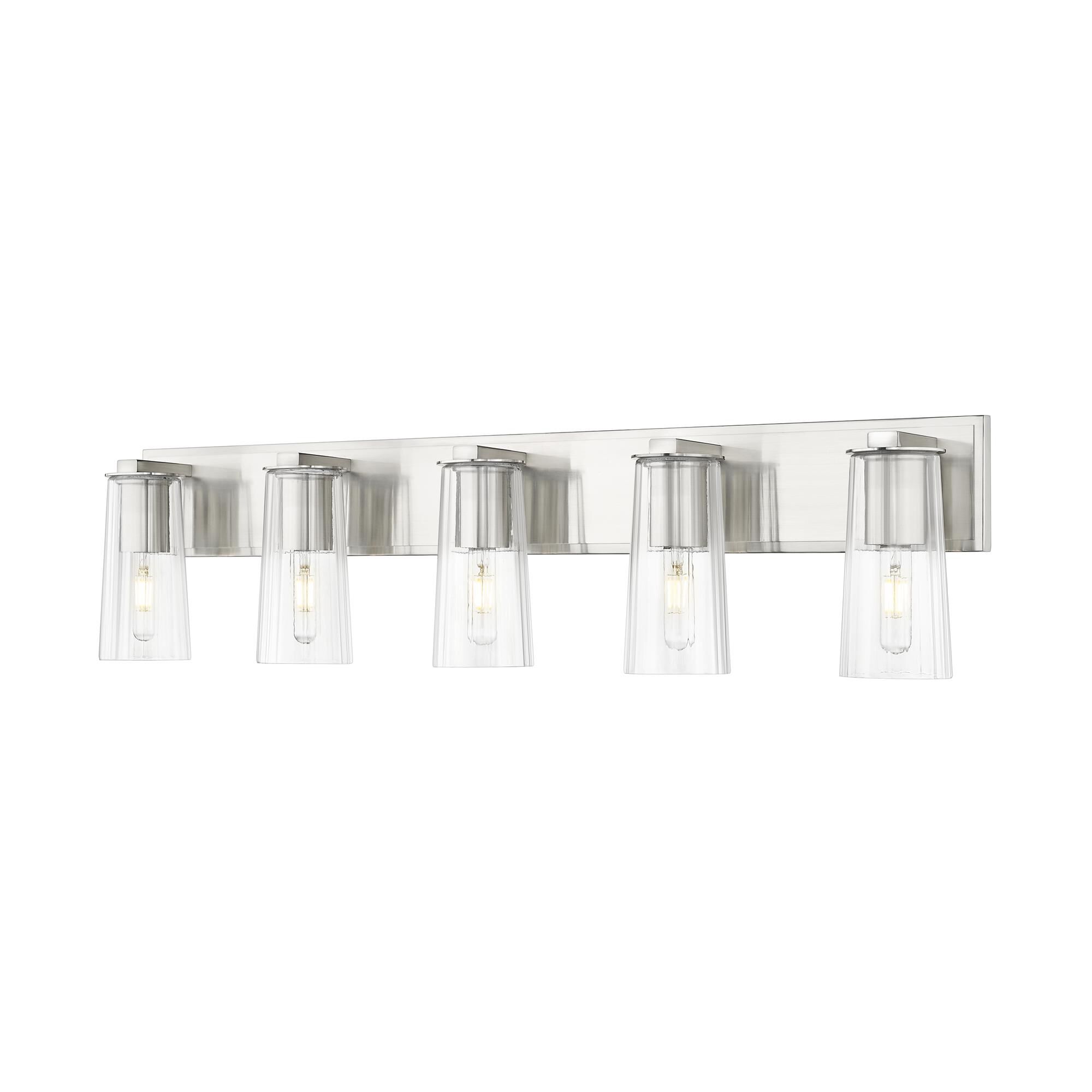 Shown in Brushed Nickel finish and Clear glass and Clear shade