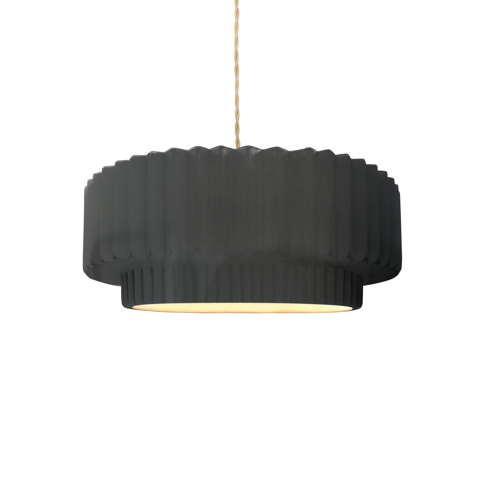 Pleated Tier 12 Inch Mini Pendant by Justice Design Group