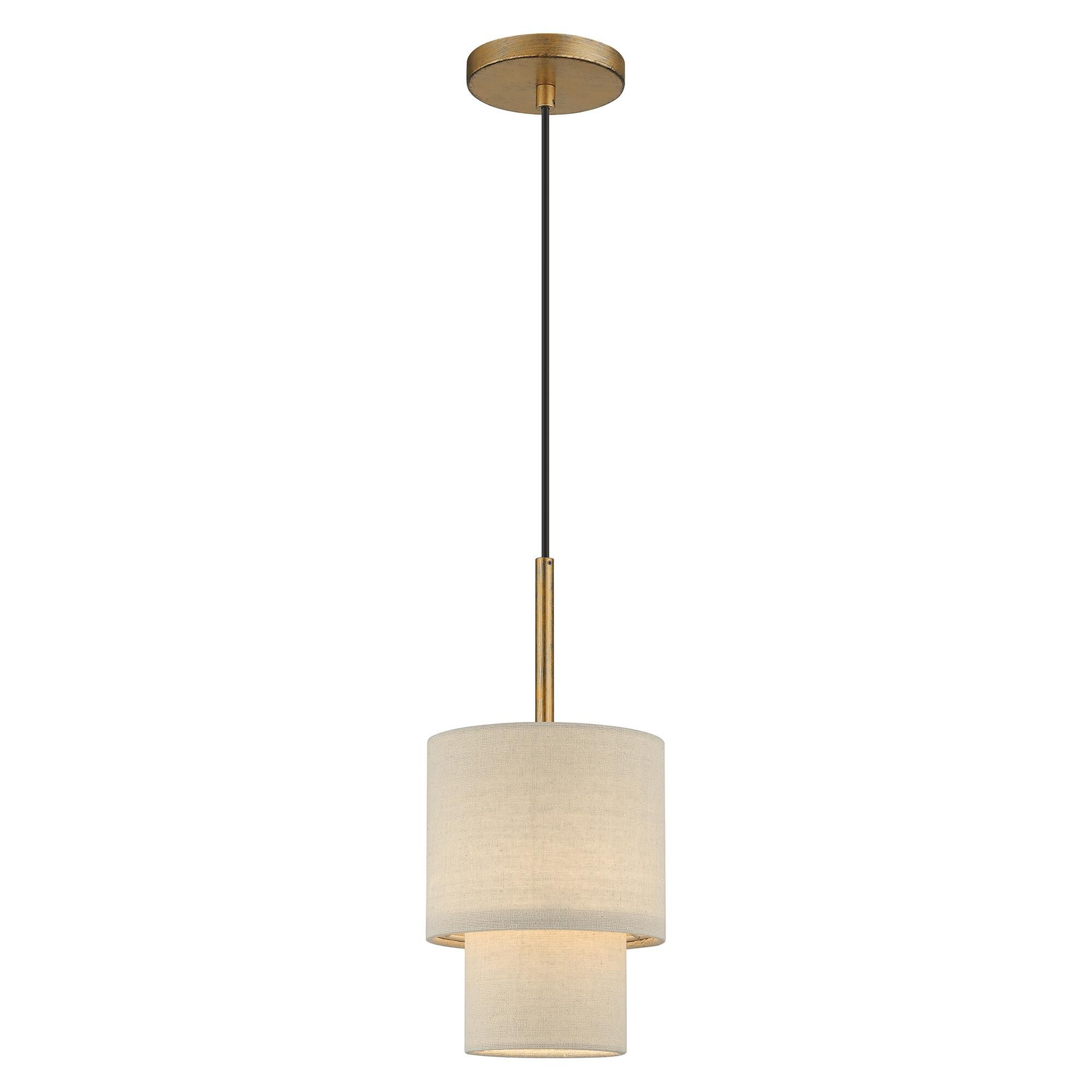 Shown in Antique Gold Leaf finish and Hand Crafted Parchment Color Hardback Fabric shade