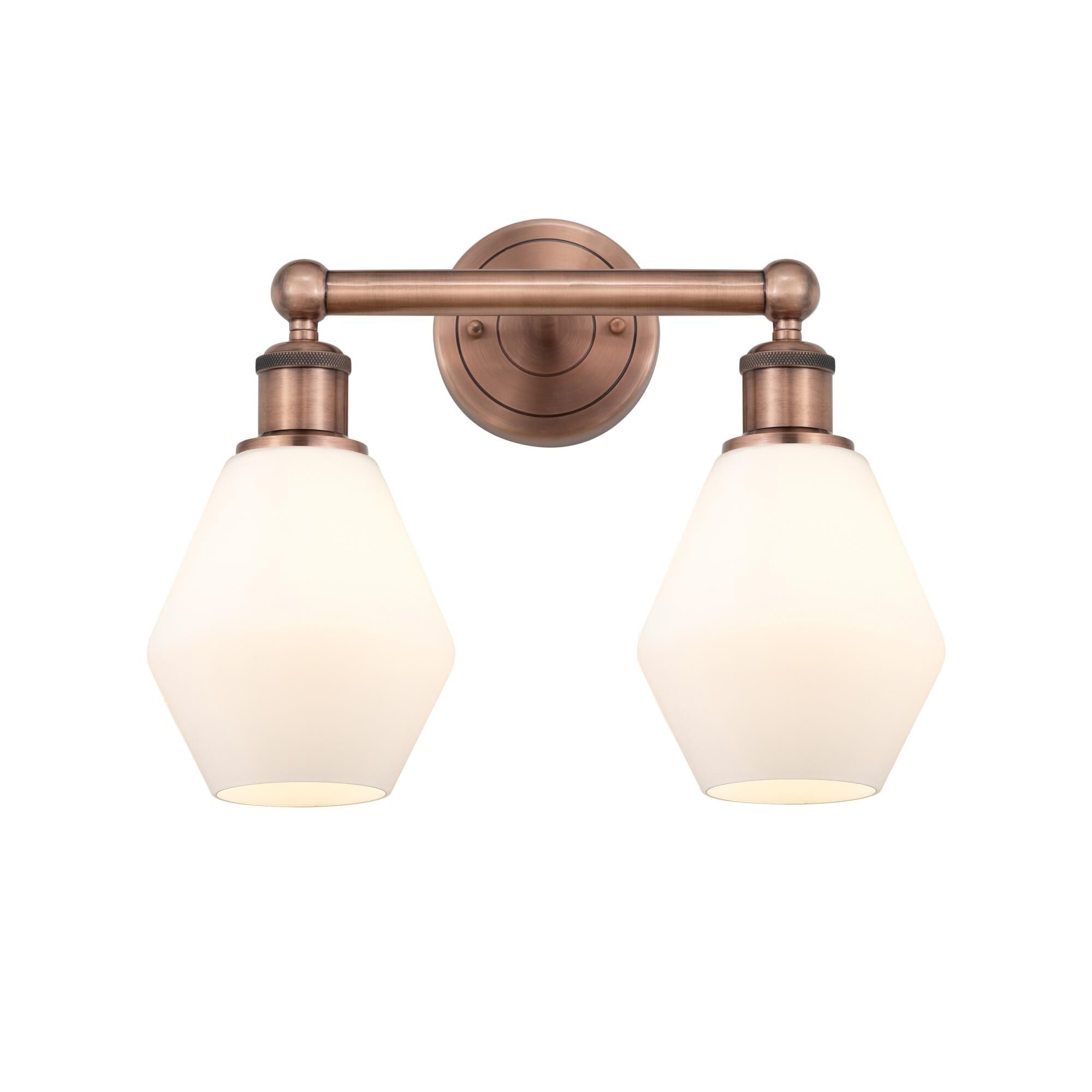 Shown in Antique Copper finish and Cased Matte White glass