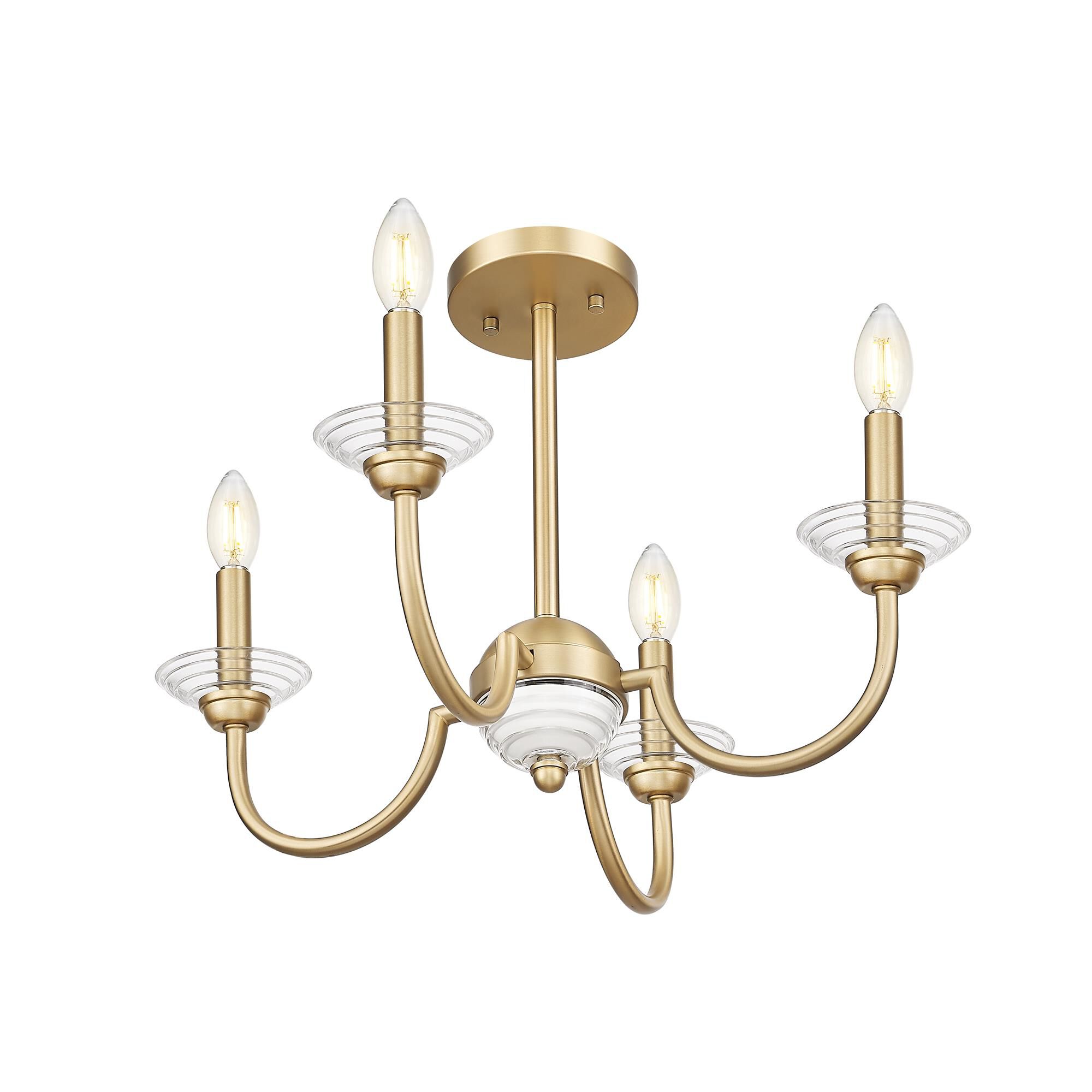 Shown in Modern Gold finish and Clear Ribbed glass and Clear Ribbed shade