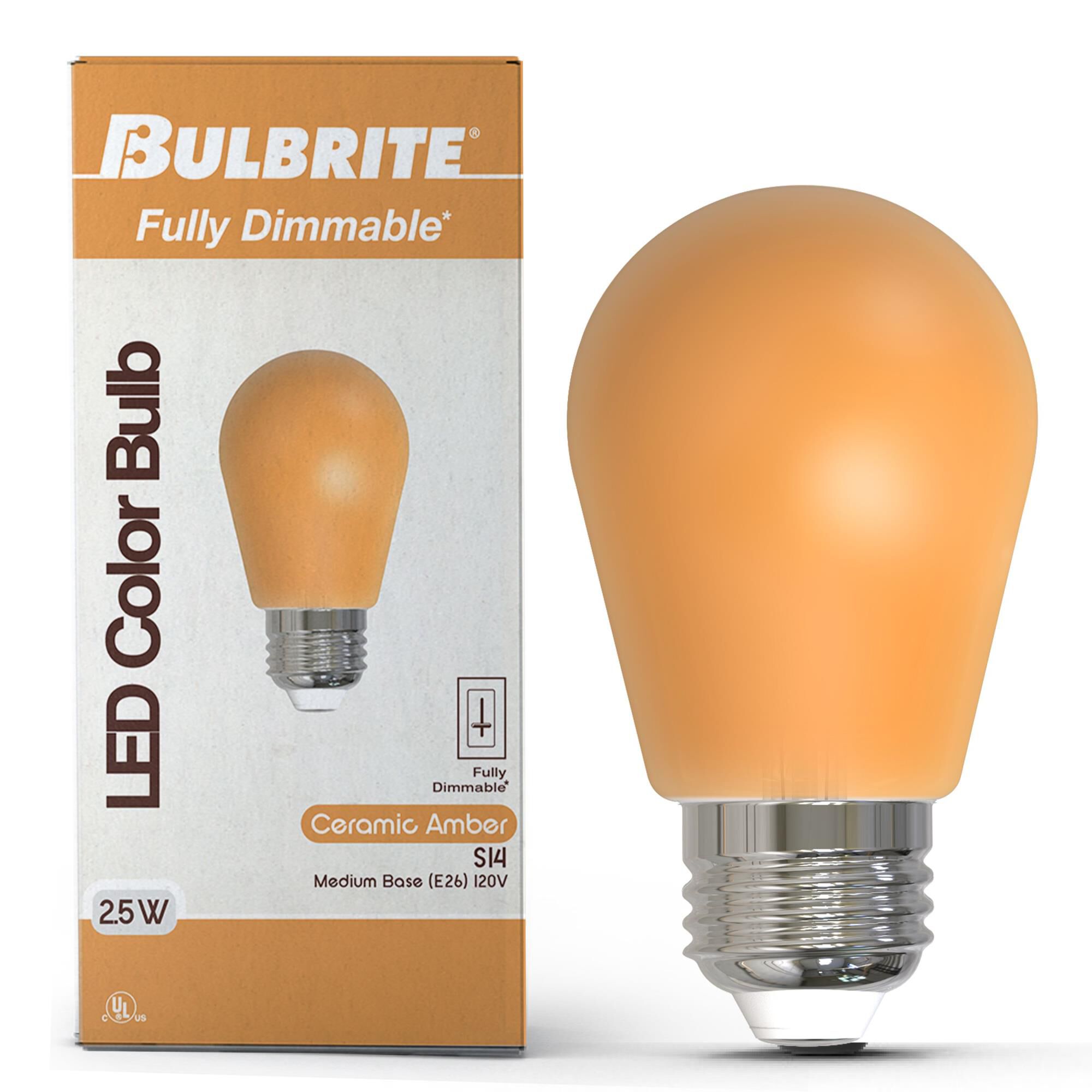 Ceramic Amber S14 Base E26 LED Light Bulb by Bulbrite