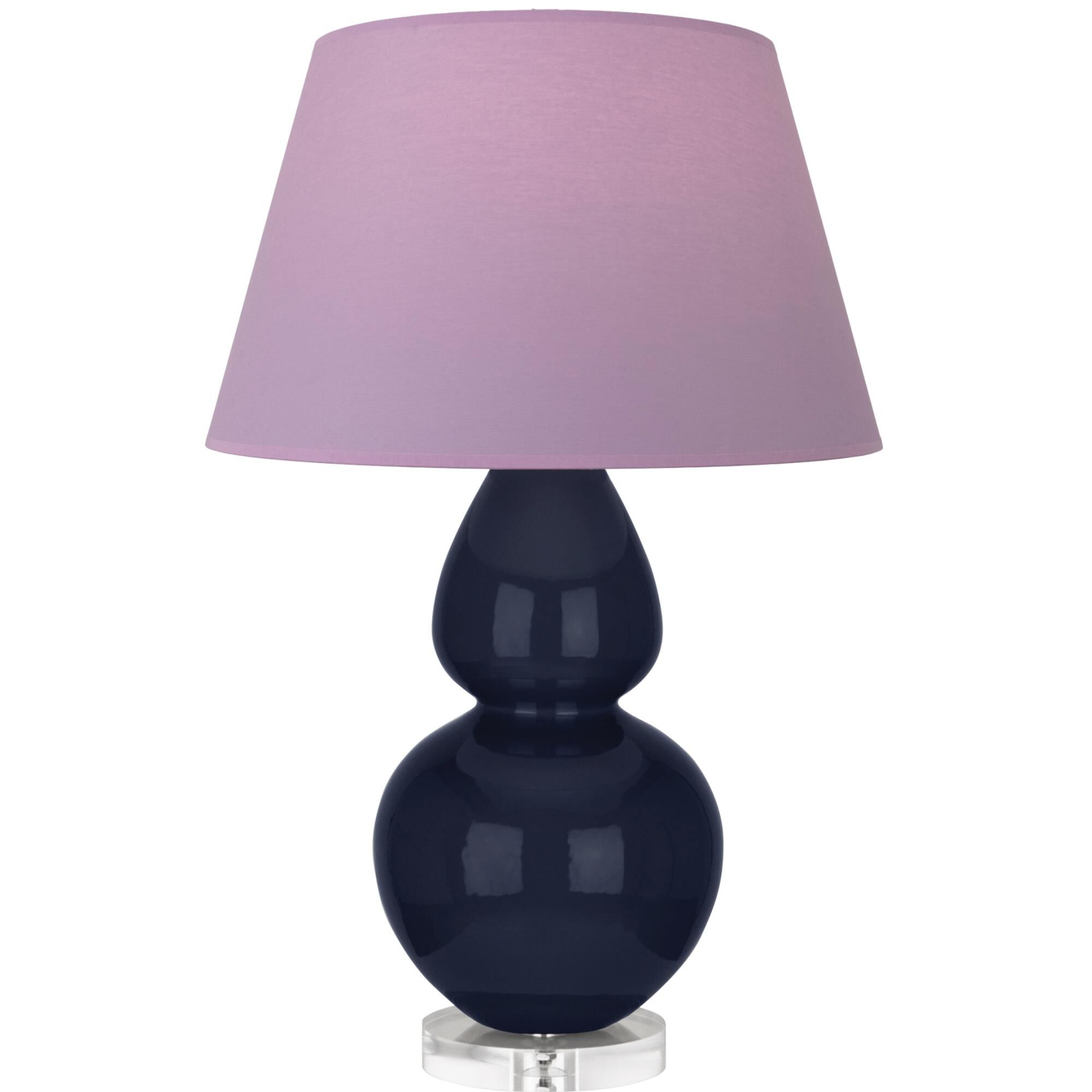 Shown in Midnight Blue finish and Lavender and Plum shade and Lucite accent