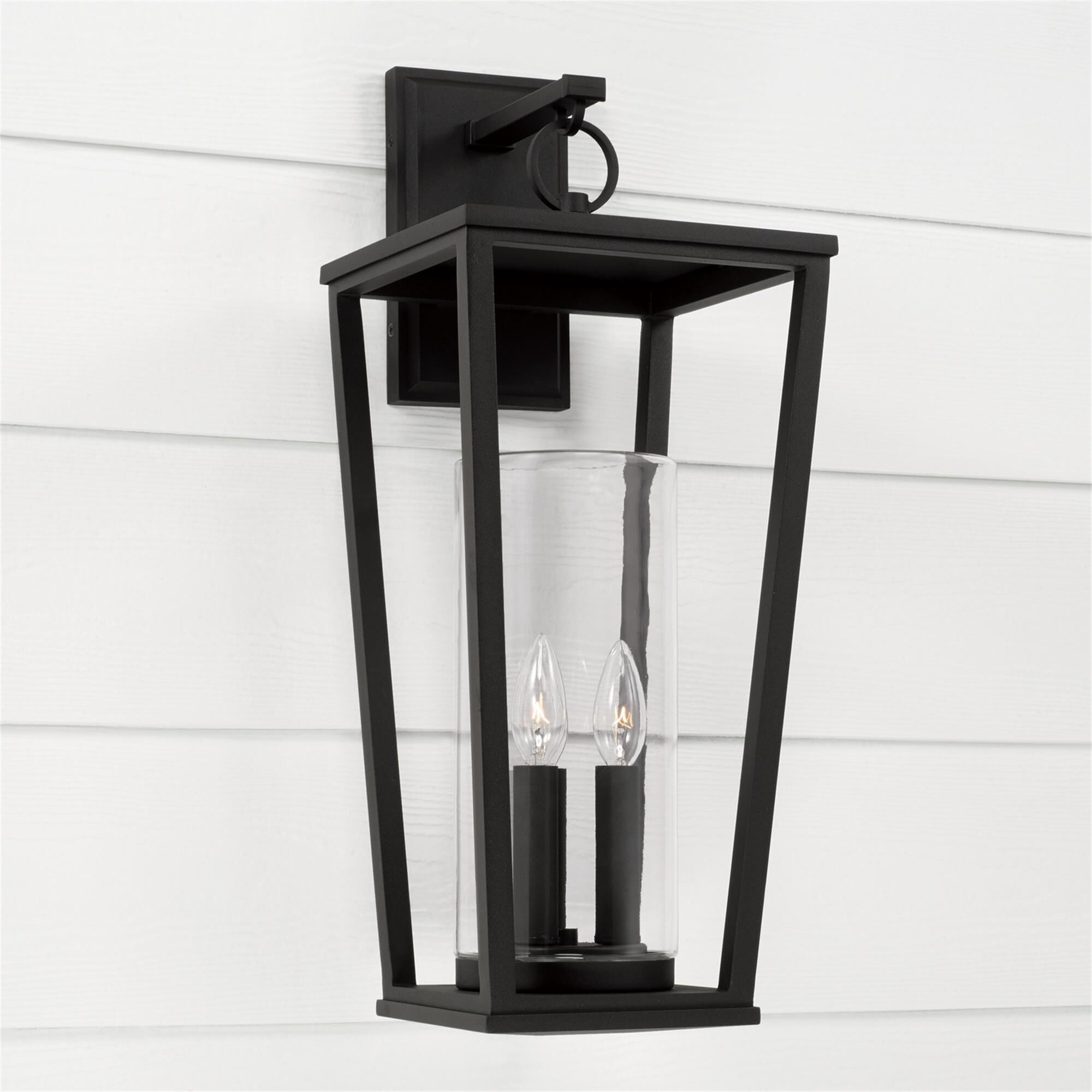Shown in Black finish and Clear glass