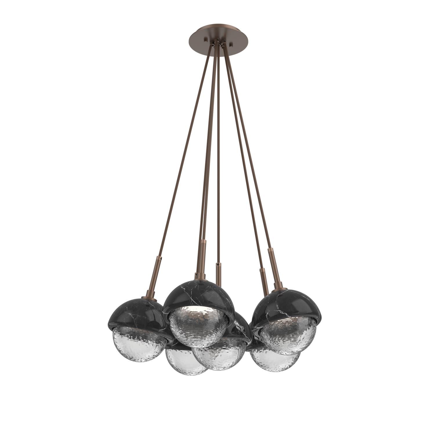 Shown in Burnished Bronze finish and Clear glass and Black Marble accent