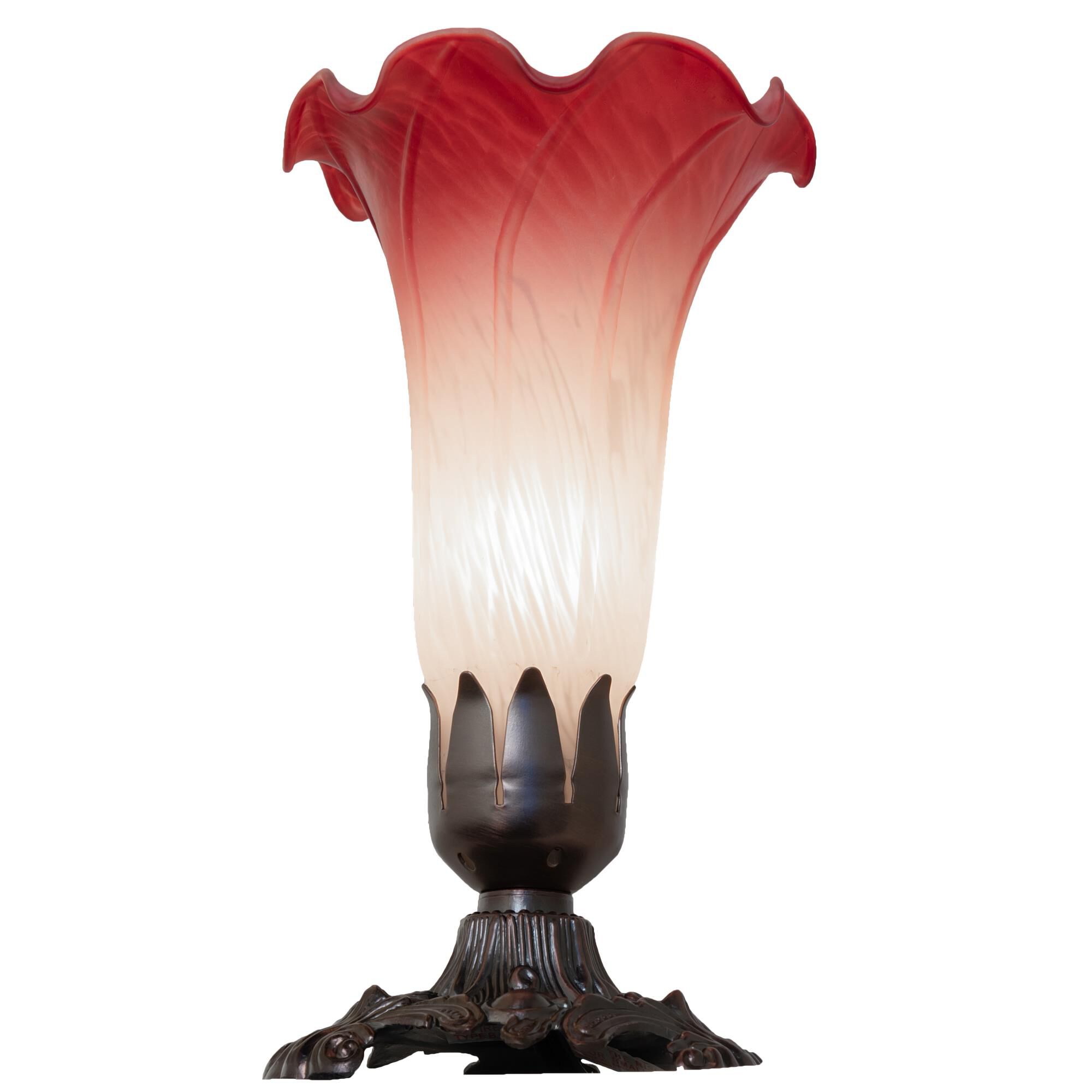 Shown in Mahogany Bronze finish and Ruby;White glass