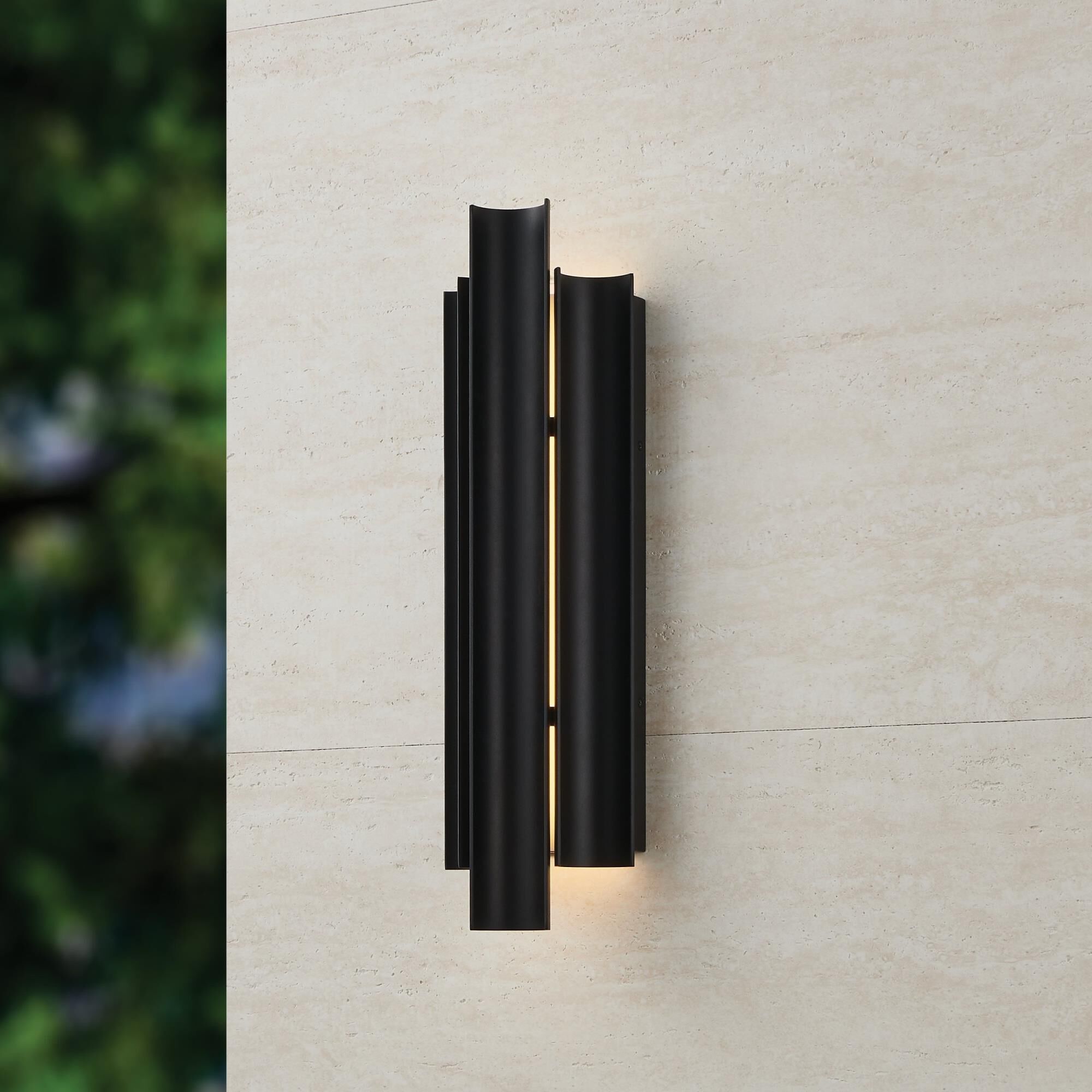 Shown in Textured Black finish and White glass