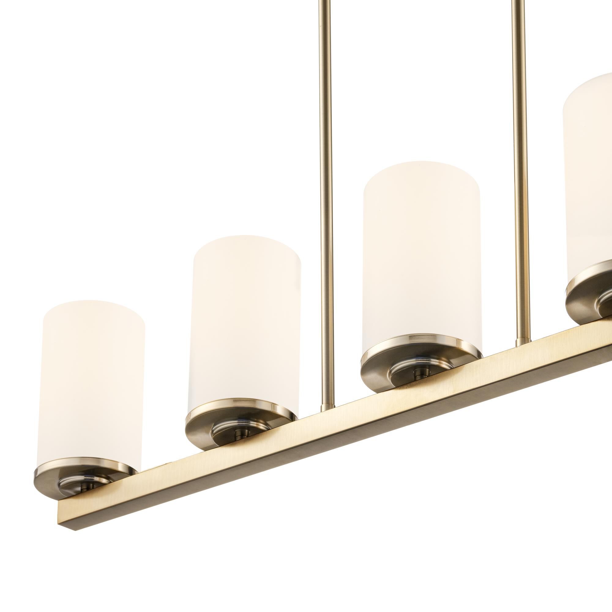 Shown in Modern Gold finish and Etched White glass