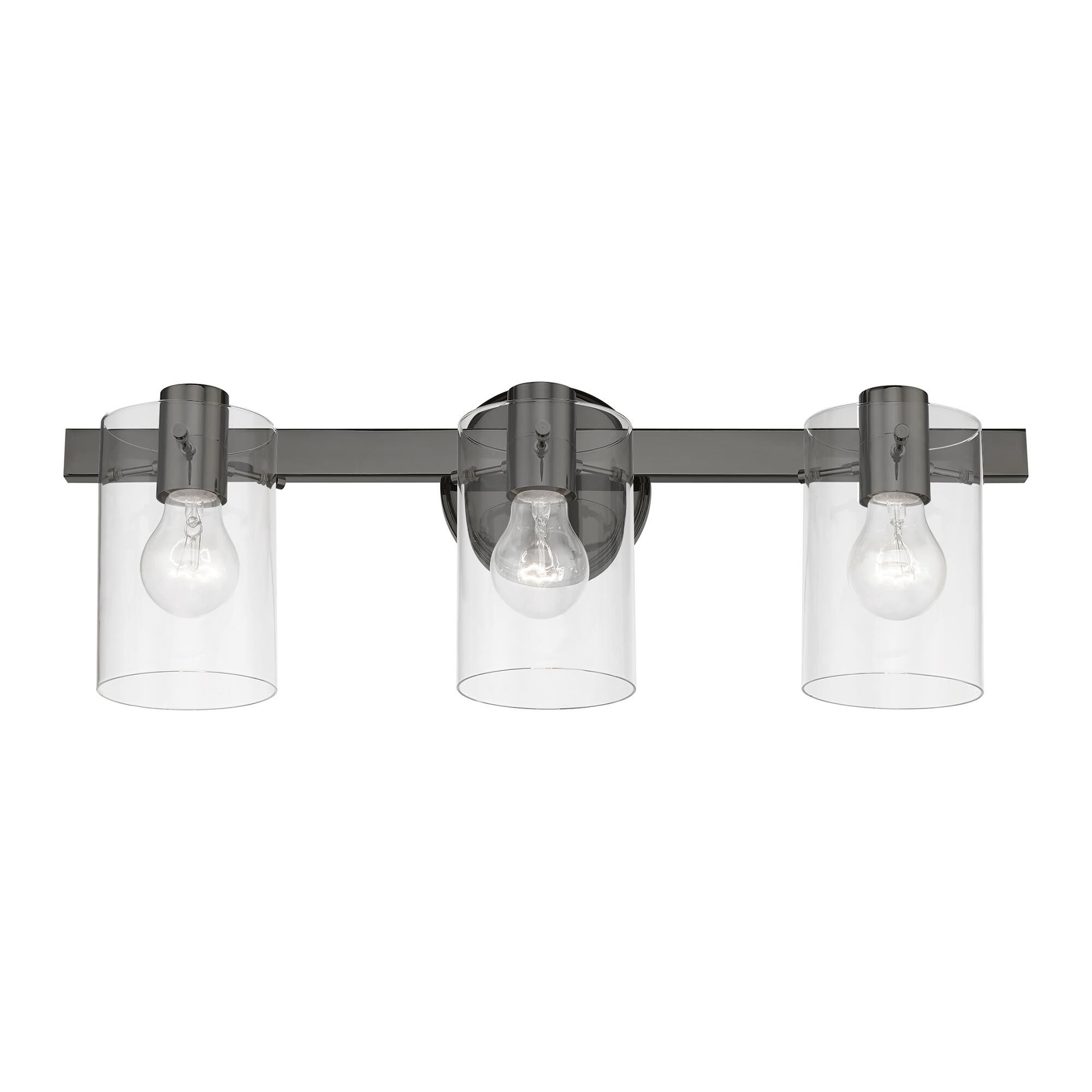 Shown in Black Chrome finish and Clear glass