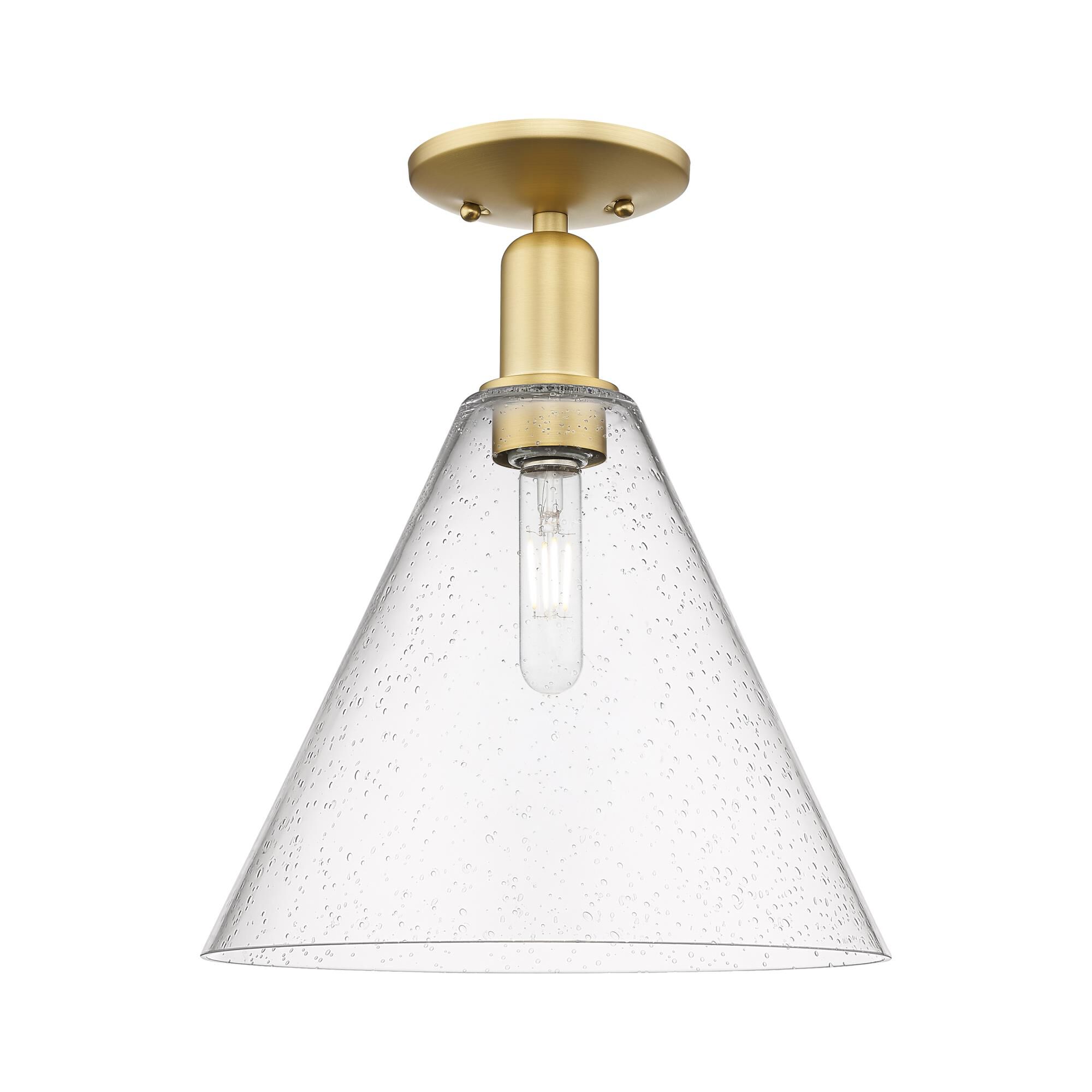 Shown in Satin Gold finish and Seedy glass