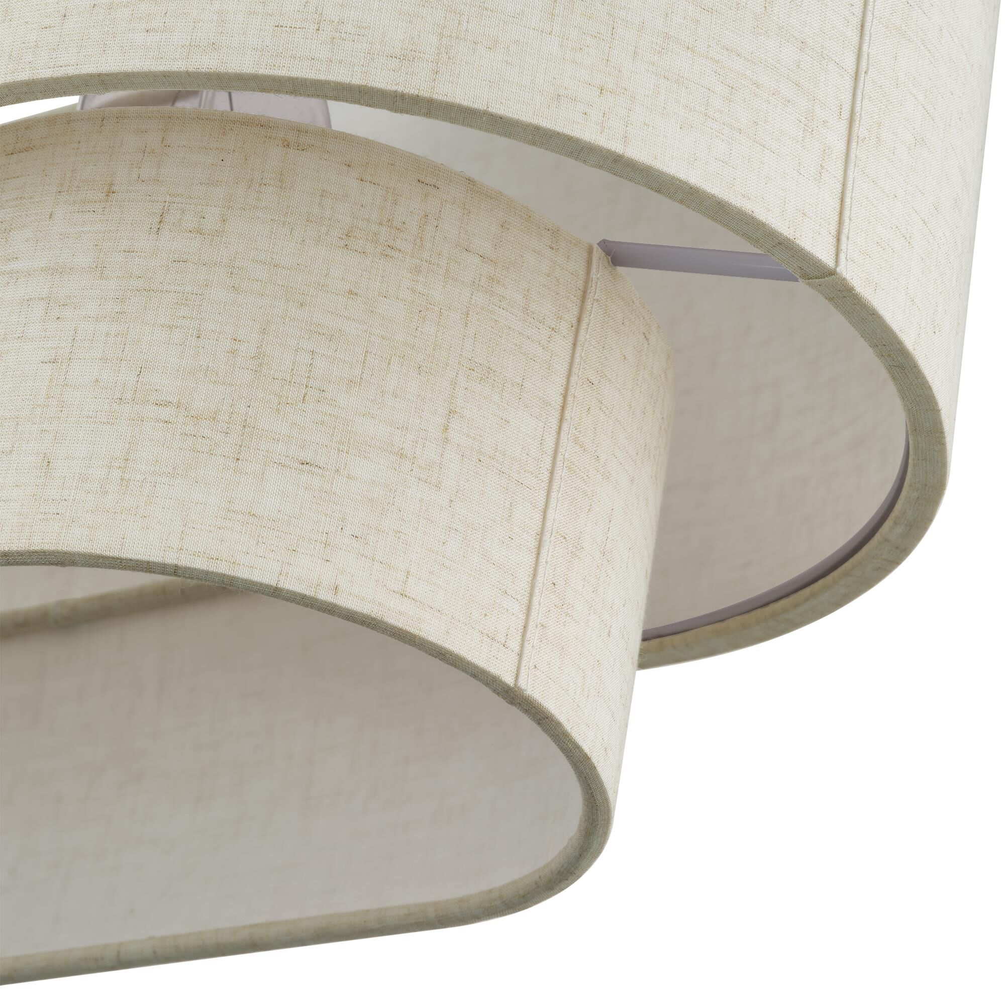 Shown in Antique Brass finish and Hand Crafted Oatmeal Color Fabric with White Color Inside shade