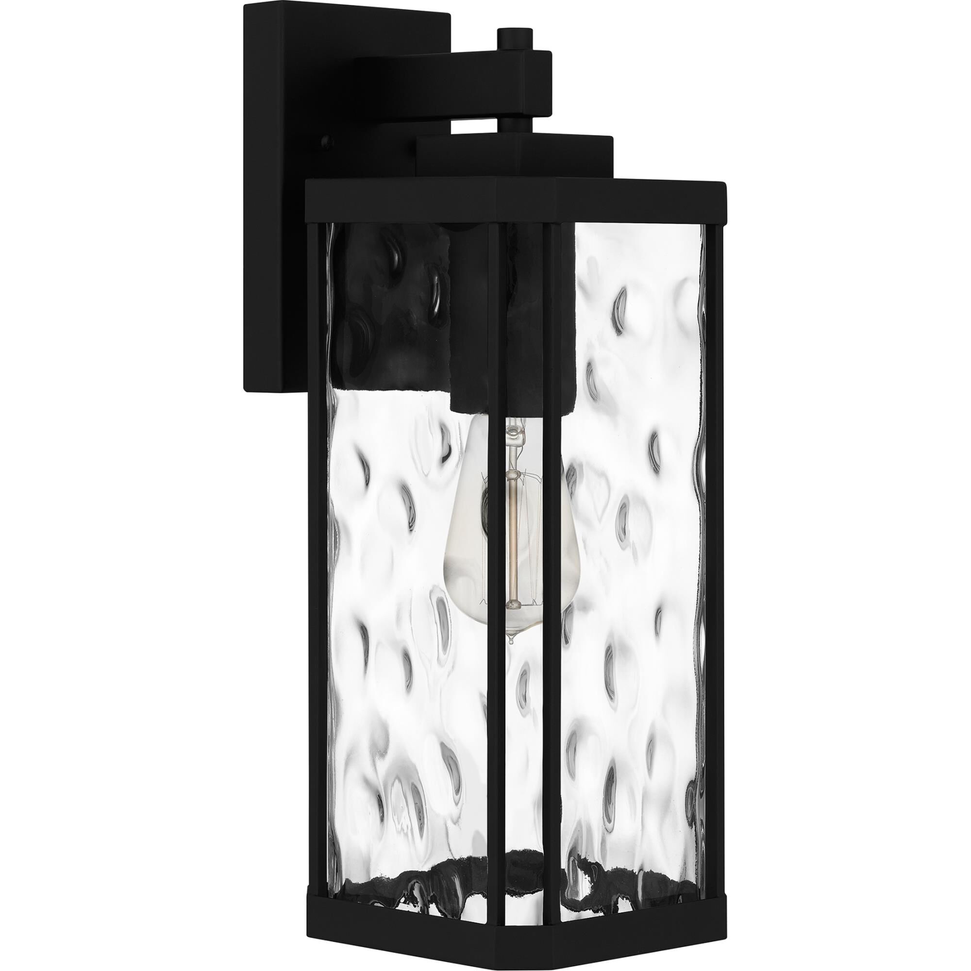 Shown in Matte Black finish and Clear Hammered glass