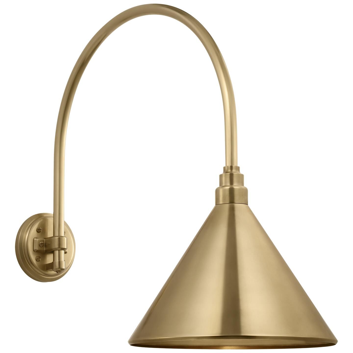 Shown in Hand-Rubbed Antique Brass finish and Gold shade