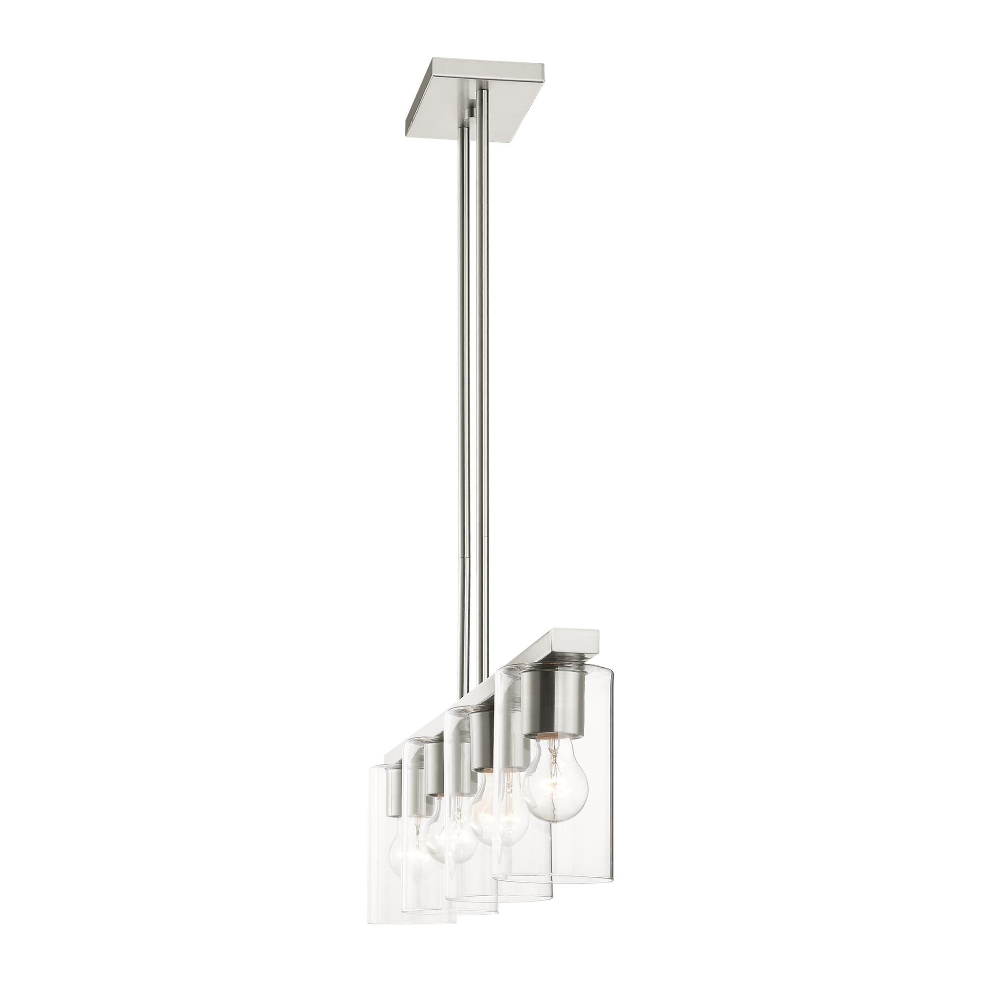 Shown in Brushed Nickel finish and Clear glass and Clear Glass shade