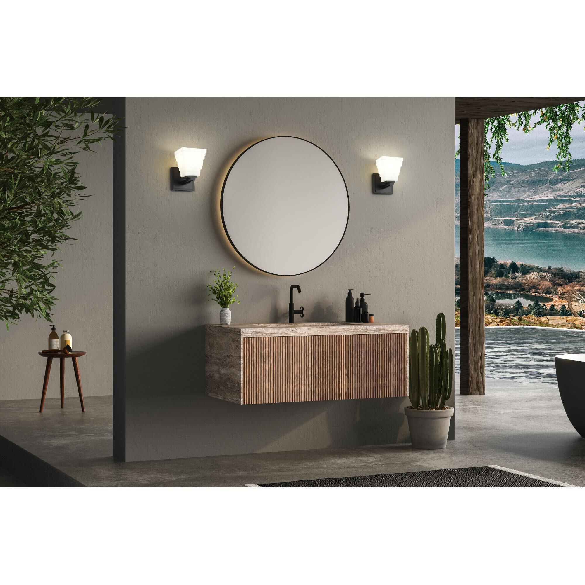 Shown in Matte Black finish and Matte Opal glass and Matte Opal shade