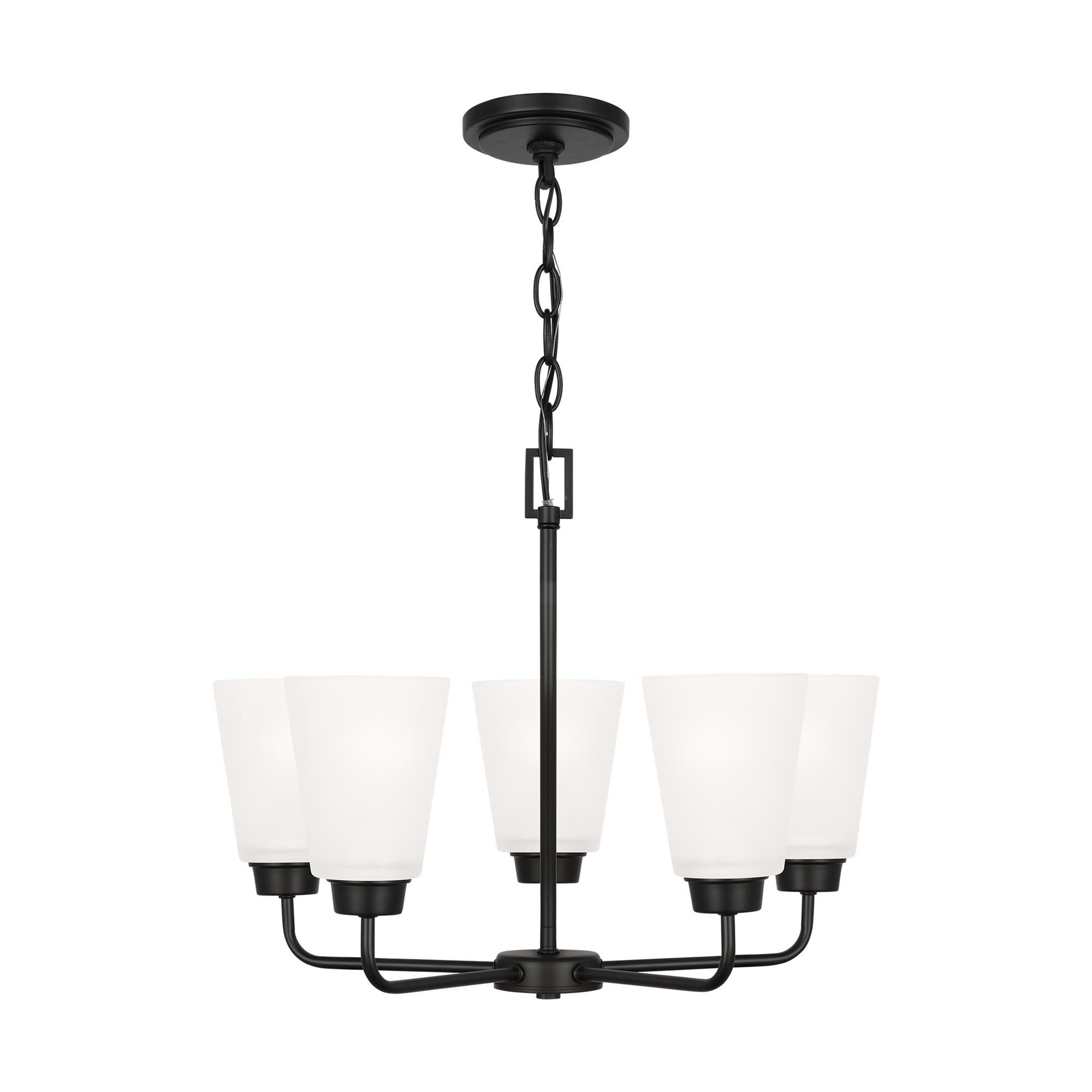Shown in Midnight Black finish and Satin Etched Glass s shade