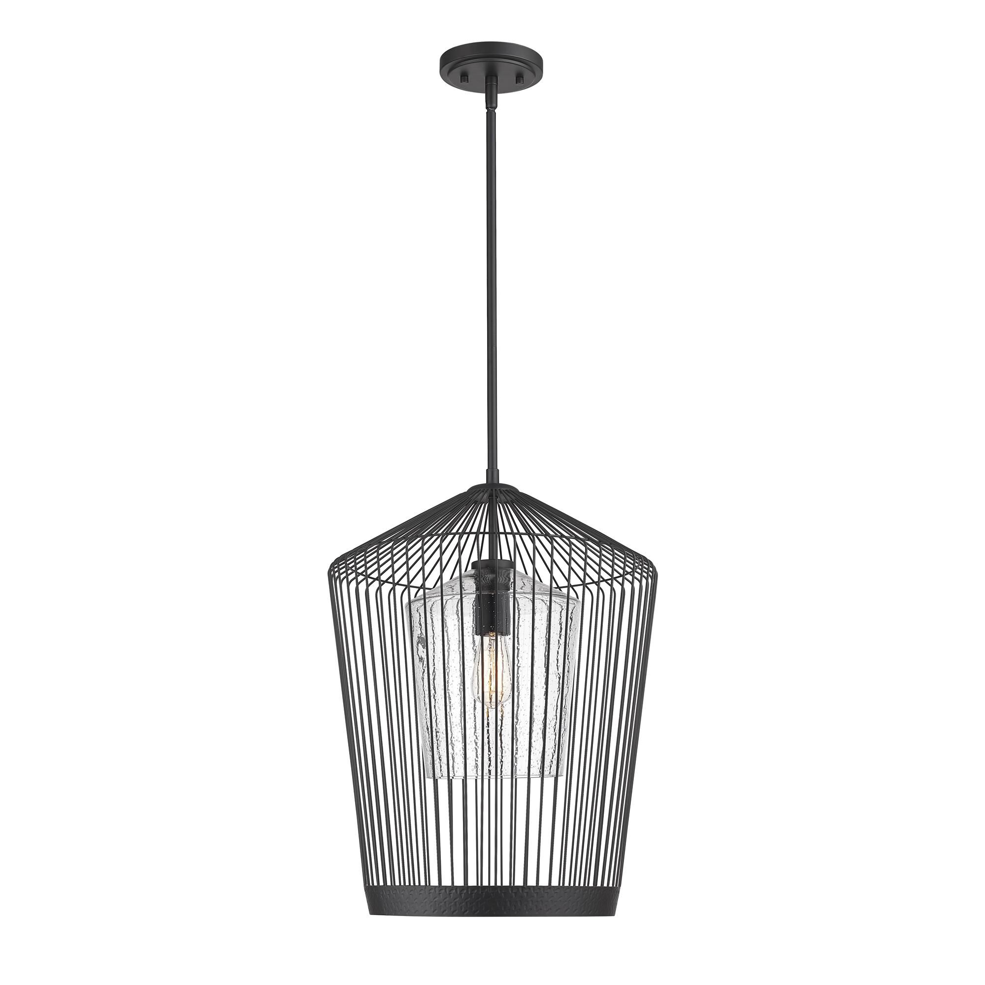 Shown in Matte Black finish and Glass shade