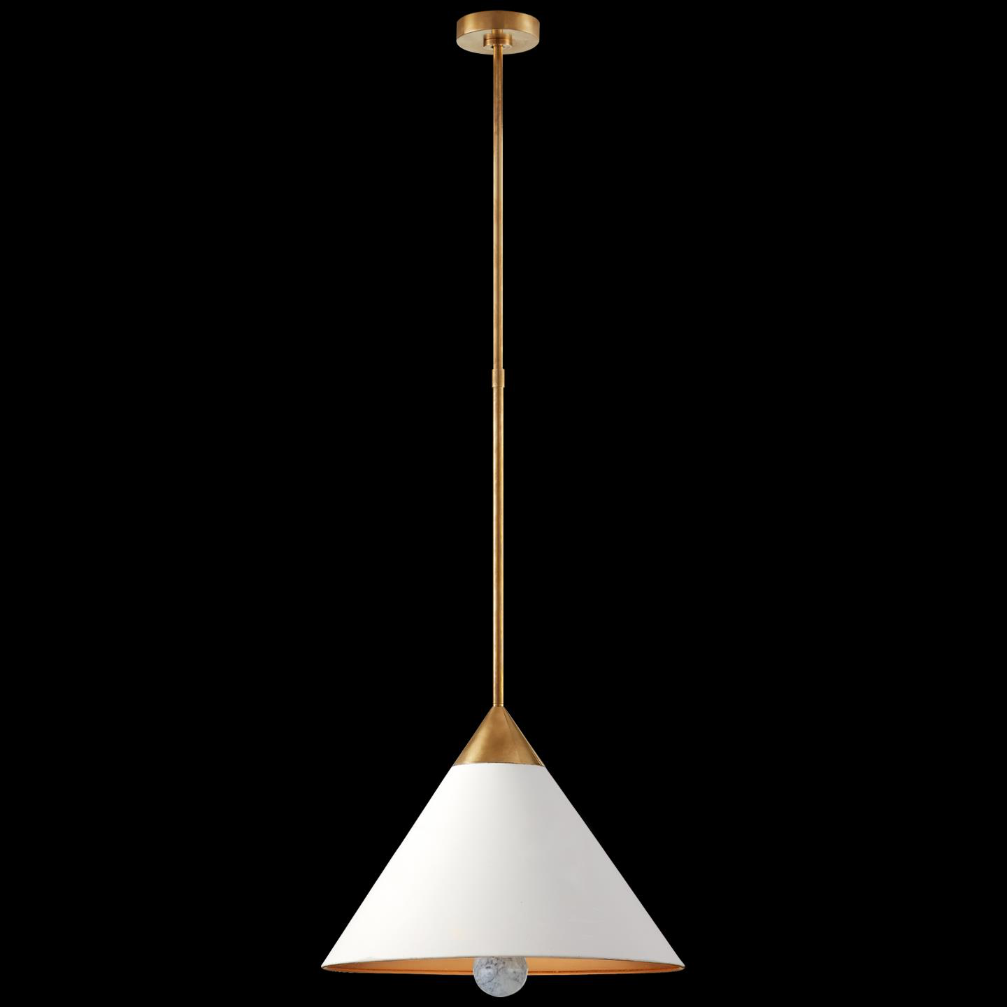 Shown in Antique-Burnished Brass finish and Frosted Acrylic glass and Antique White shade