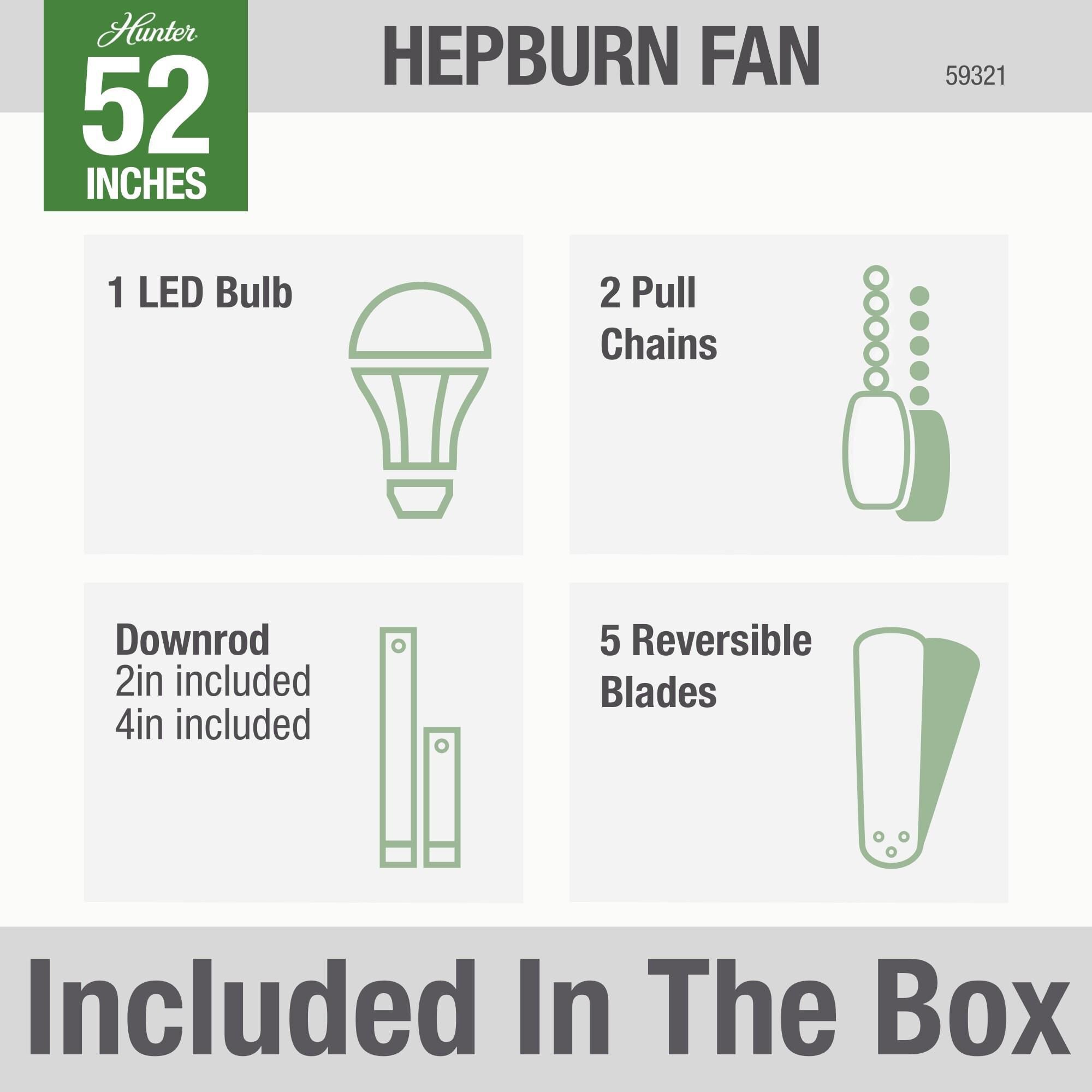 Hepburn 52 Inch Ceiling Fan with Light Kit by Hunter Fan