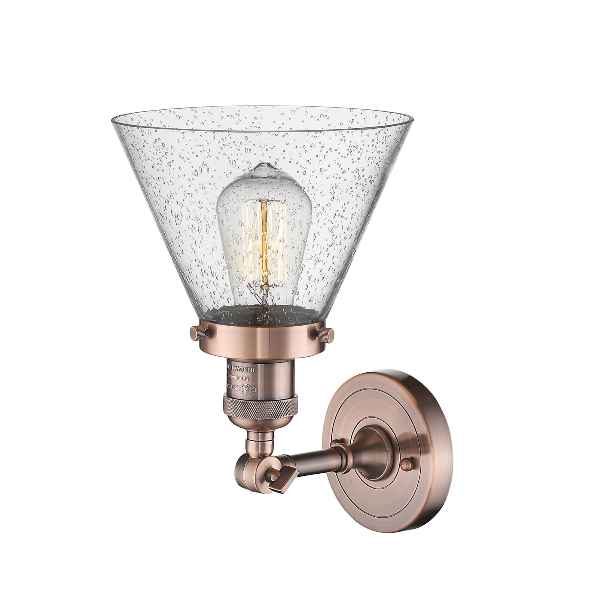 Shown in Antique Copper finish and Seedy glass