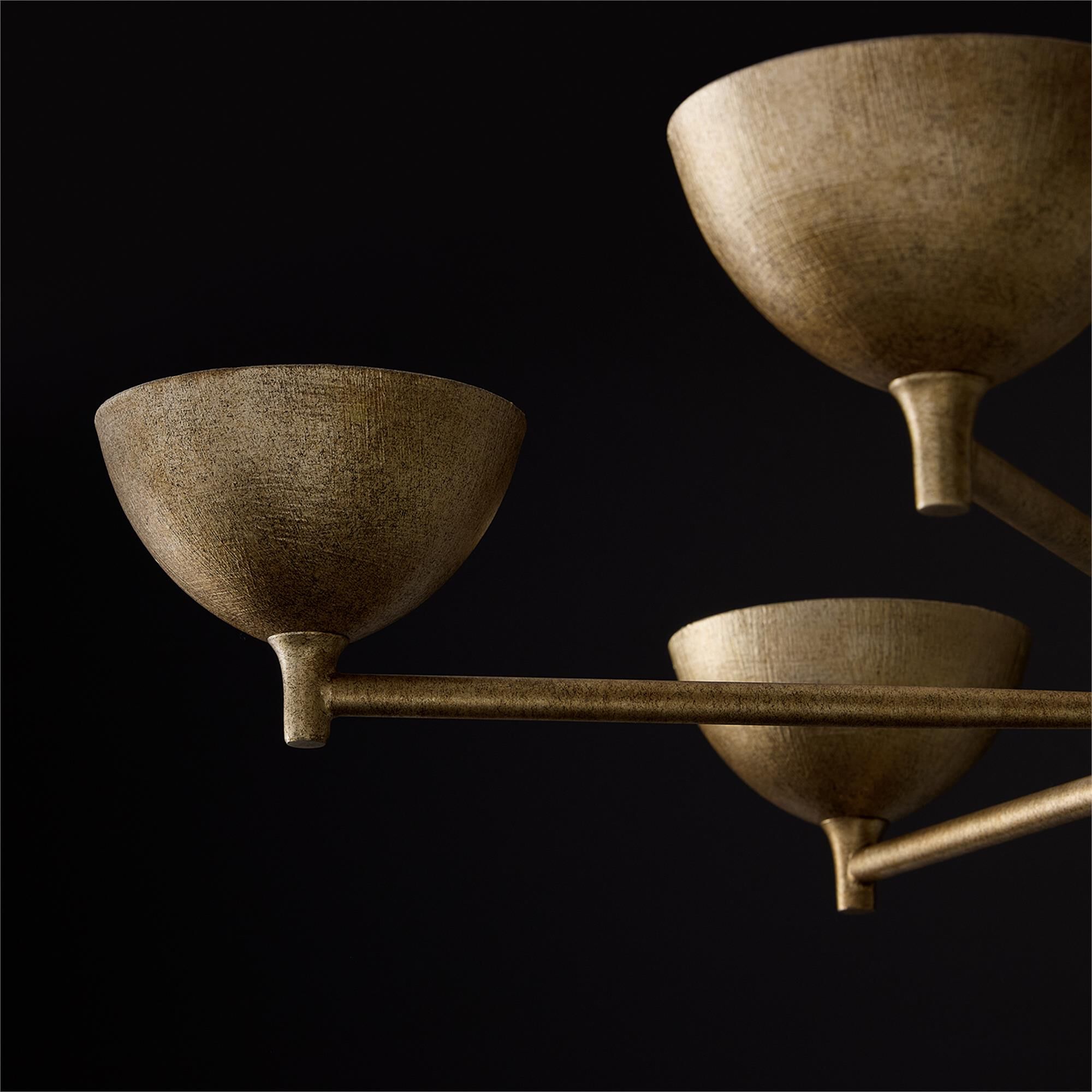 Shown in Feathered Gold finish and Textured Metal shade