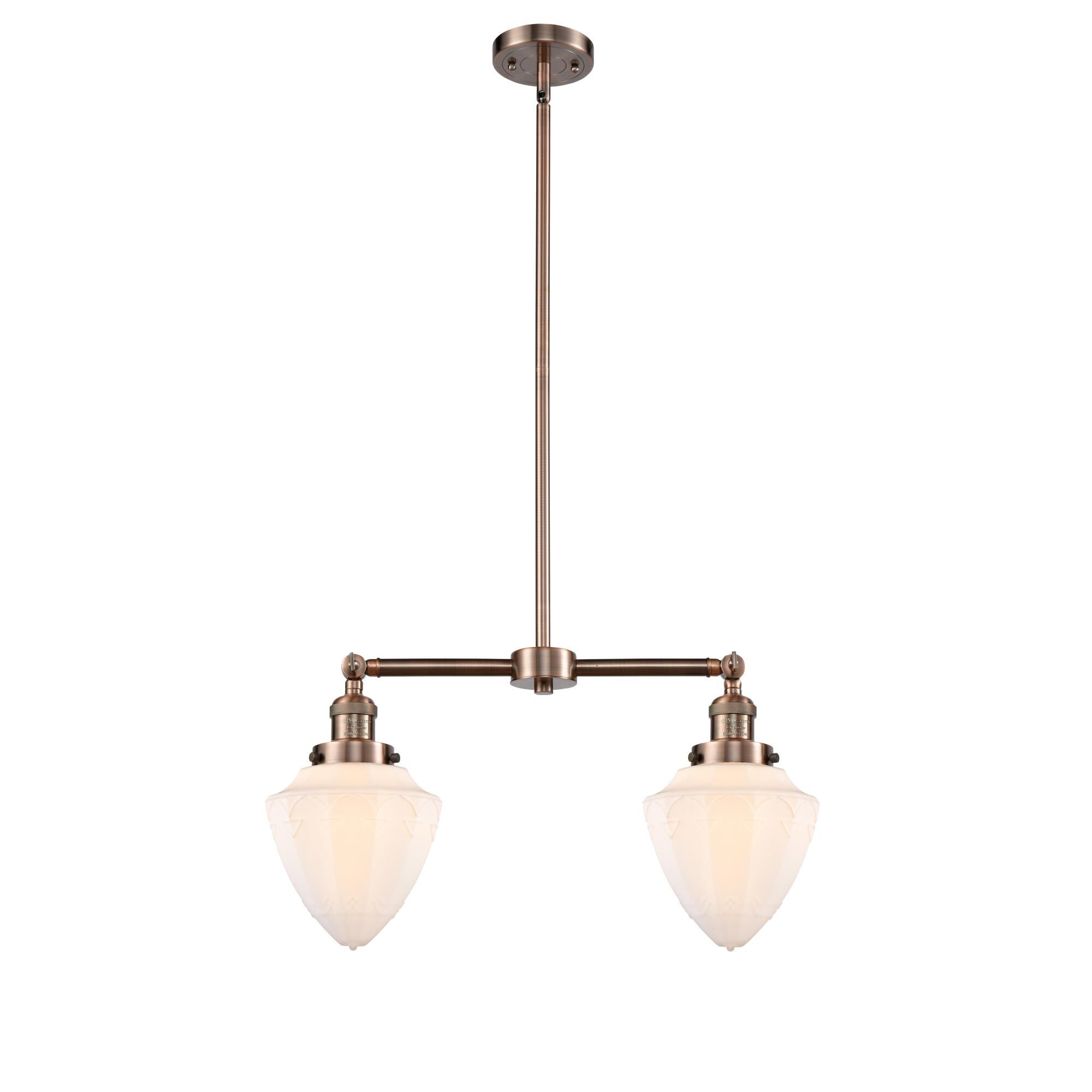 Shown in Antique Copper finish and Matte White Cased Small Bullet glass