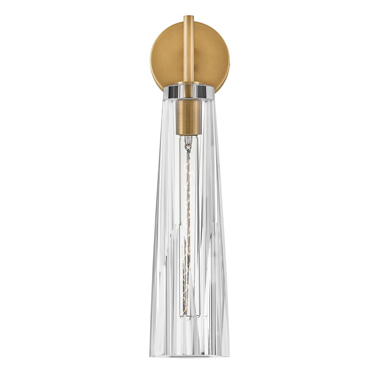 Shown in Heritage Brass finish and Clear Crystal glass