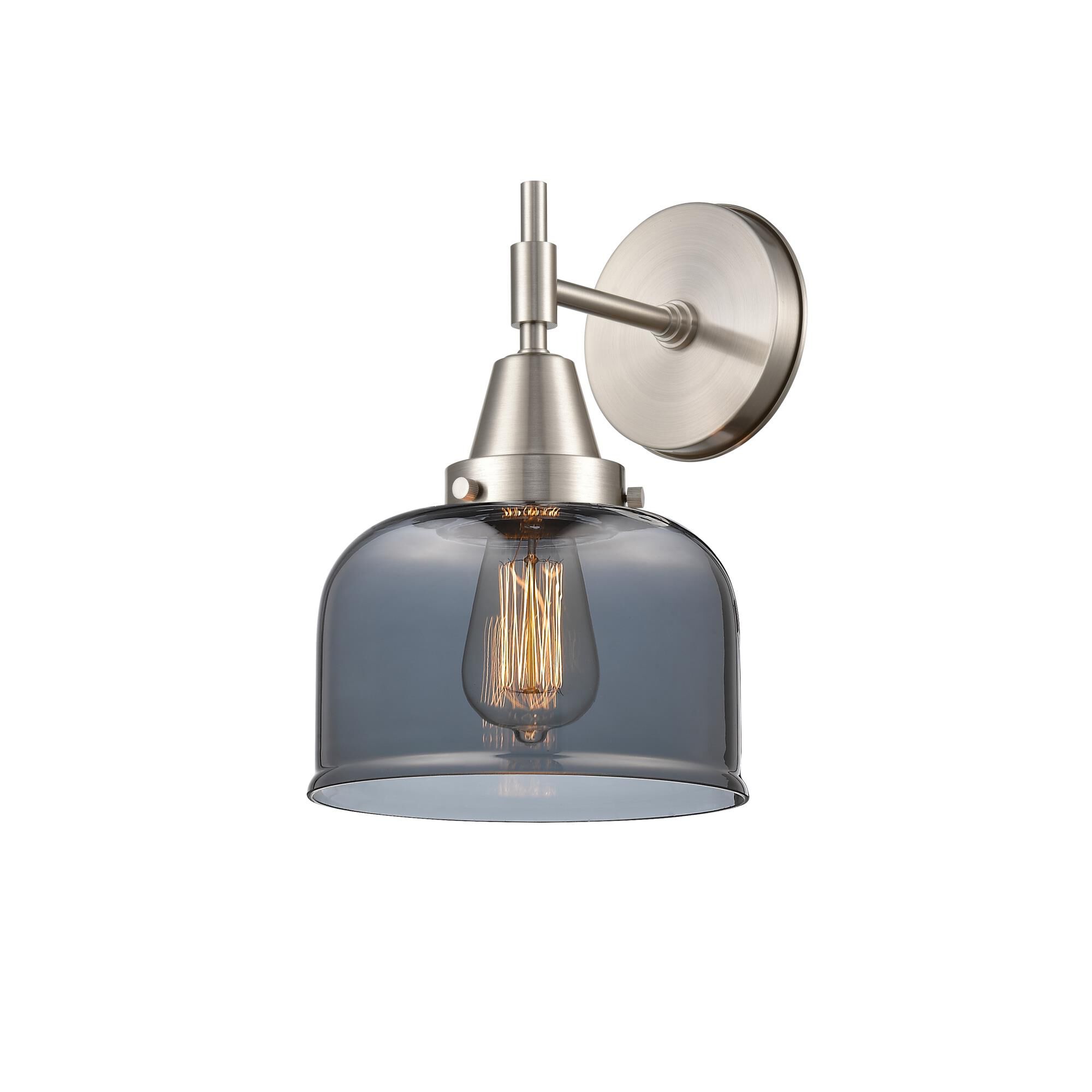 Shown in Satin Nickel finish and Plated Smoke Large Cone glass