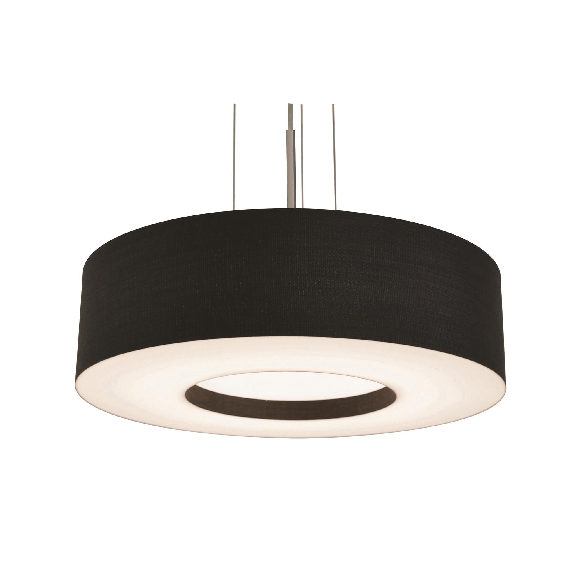 Shown in Satin Nickel finish and Black Fabric, Acrylic shade