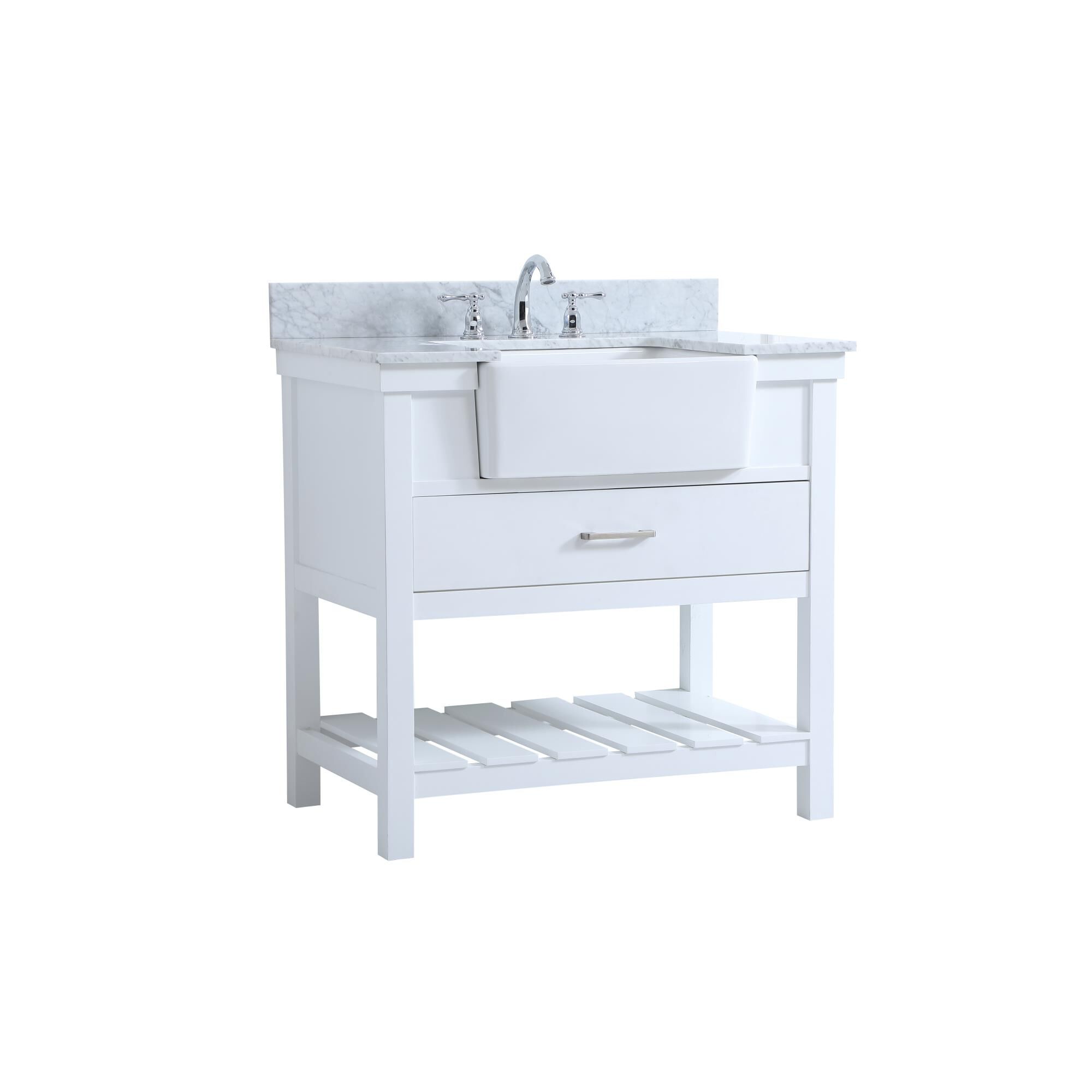 Shown in White finish and With Backsplash accent