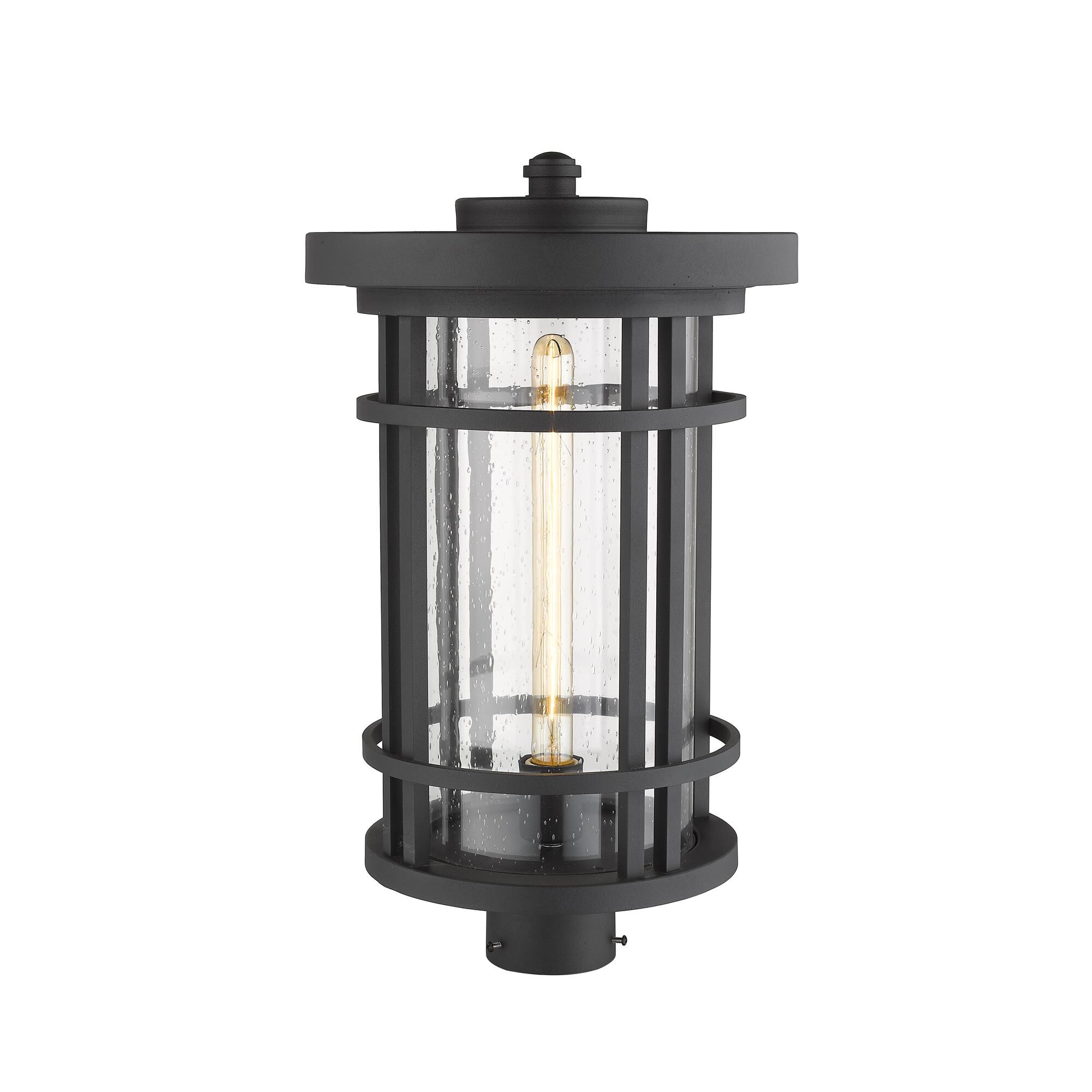 Shown in Black finish and Glass shade