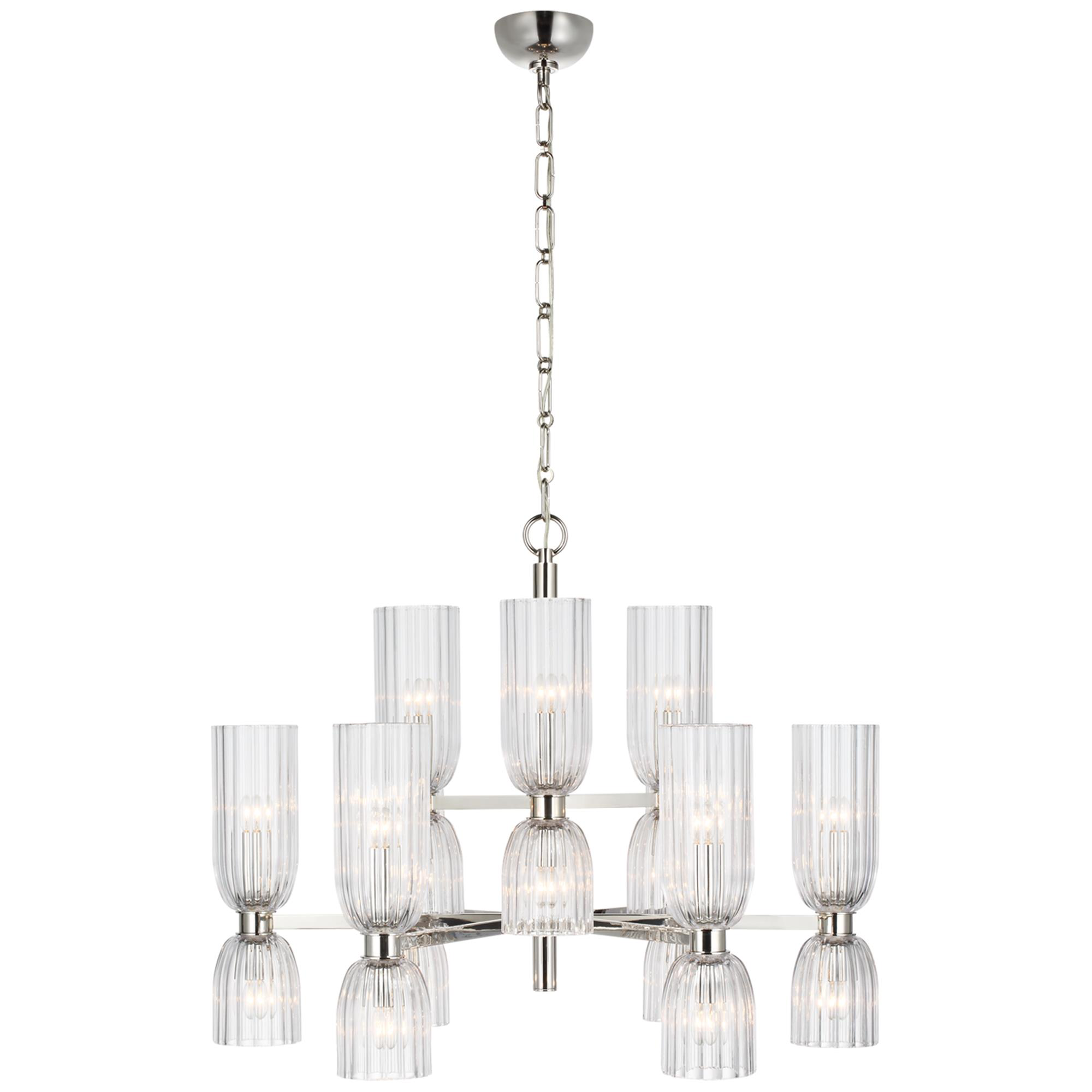Shown in Polished Nickel finish and Clear glass