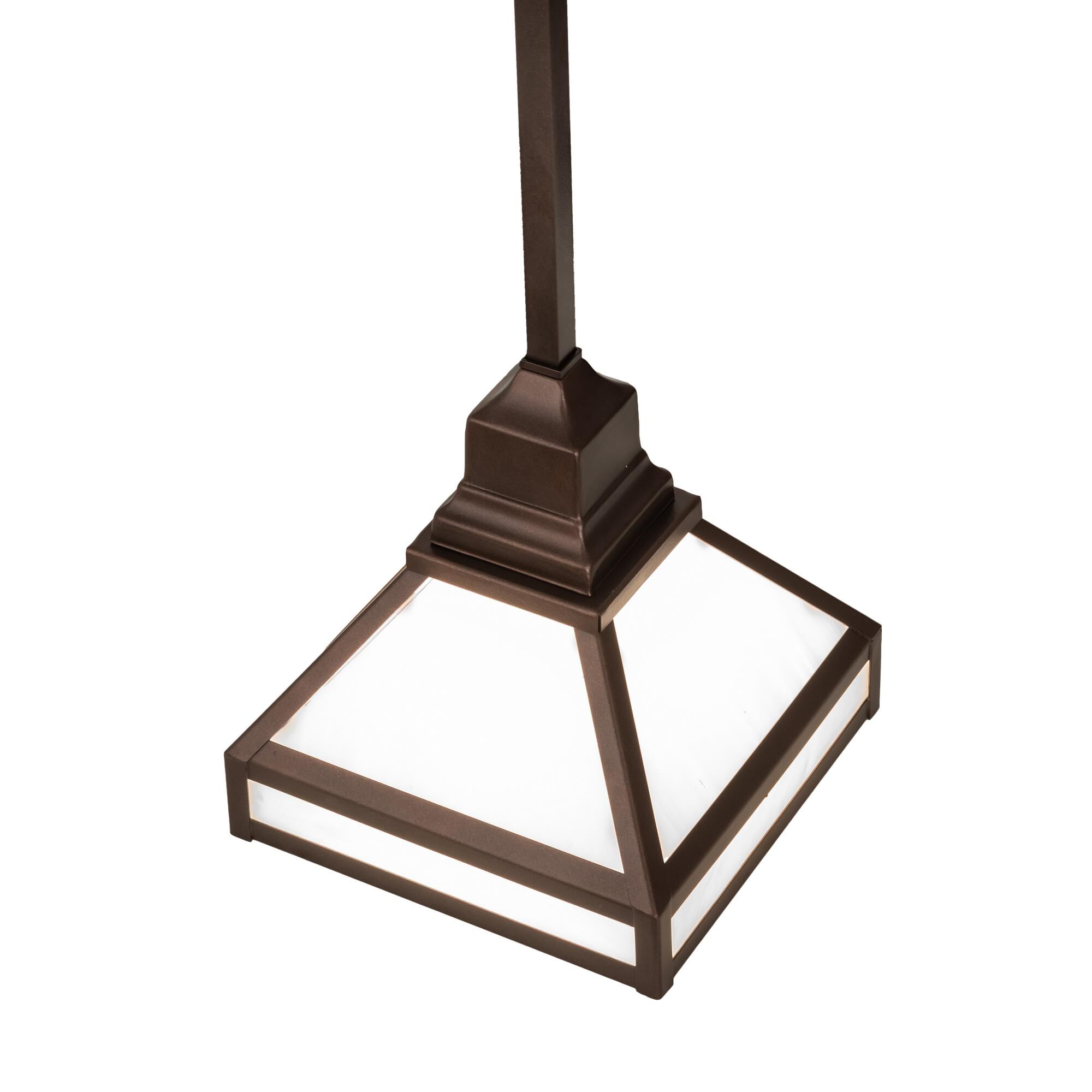 Shown in Mahogany Bronze finish and White glass