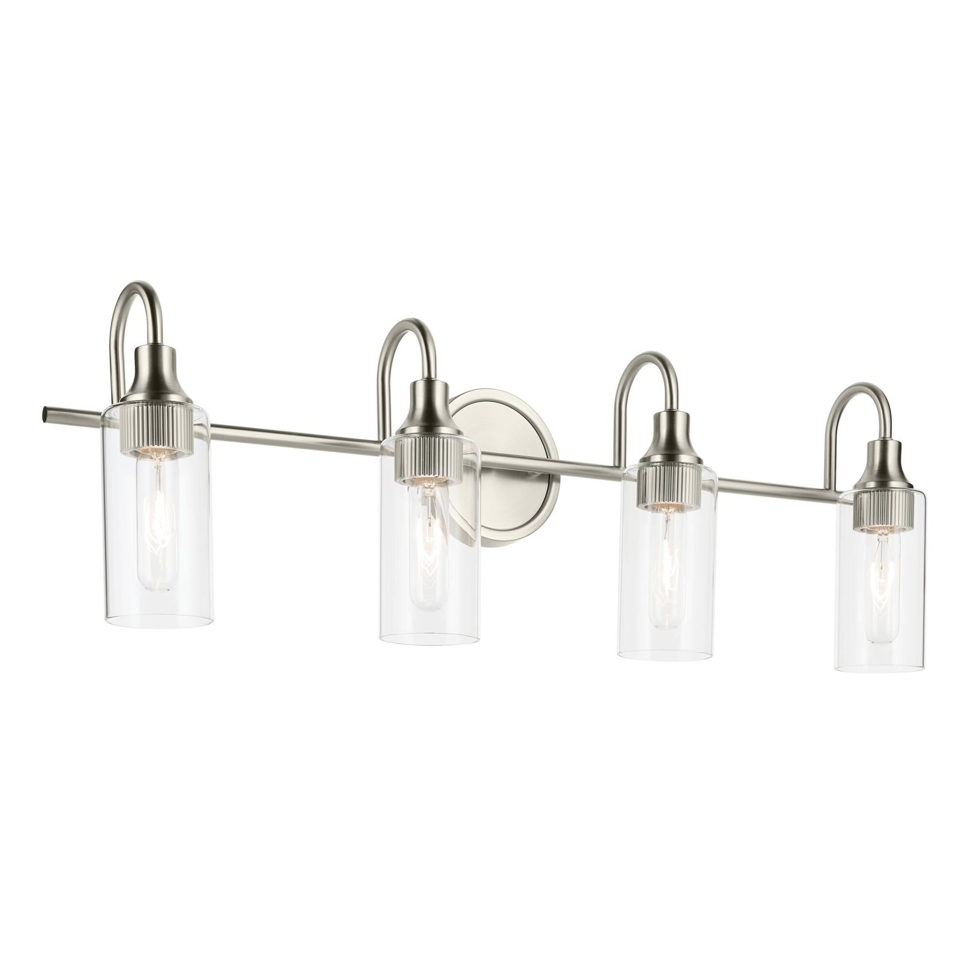 Shown in Brushed Nickel finish and Clear glass