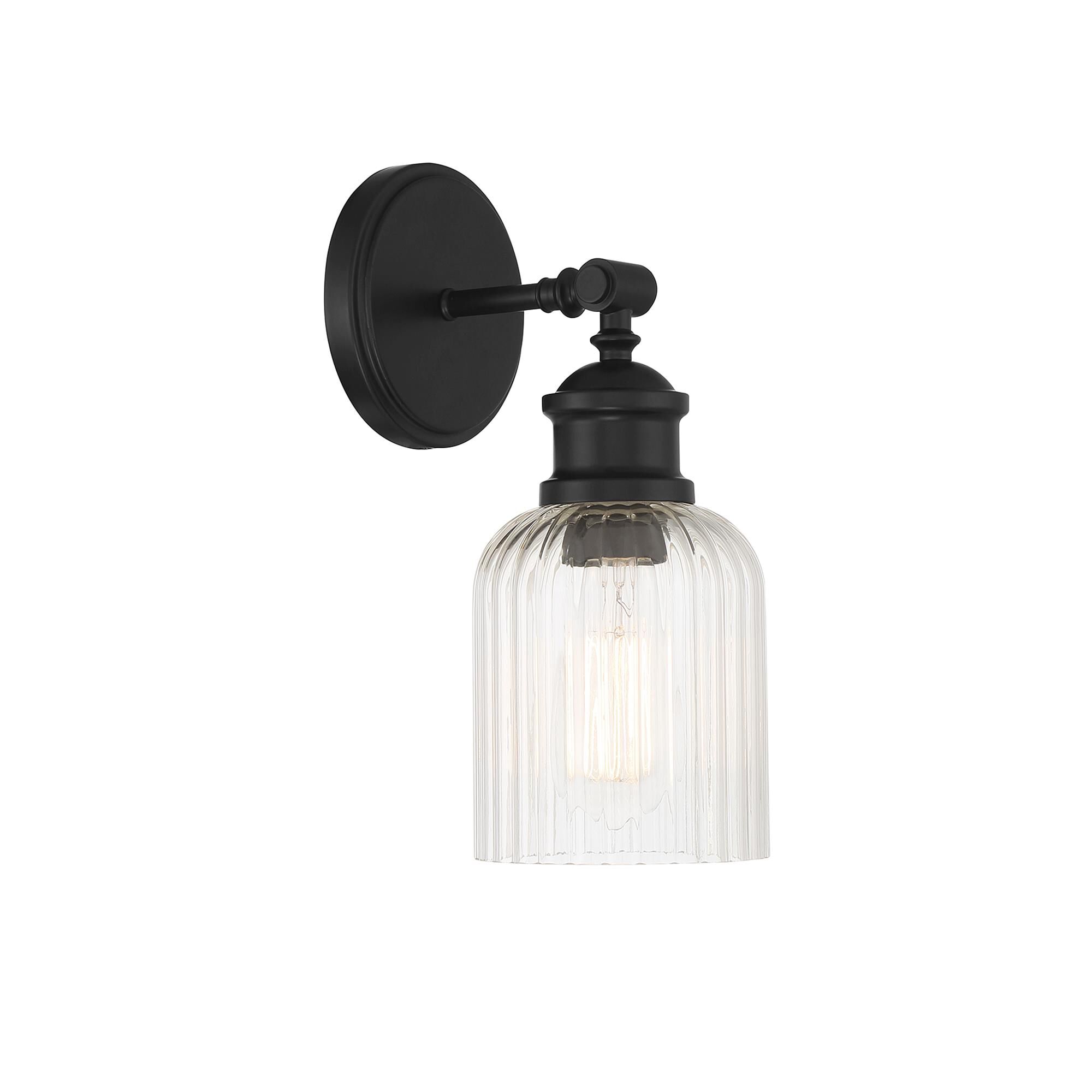 Shown in Matte Black finish and Ribbed glass