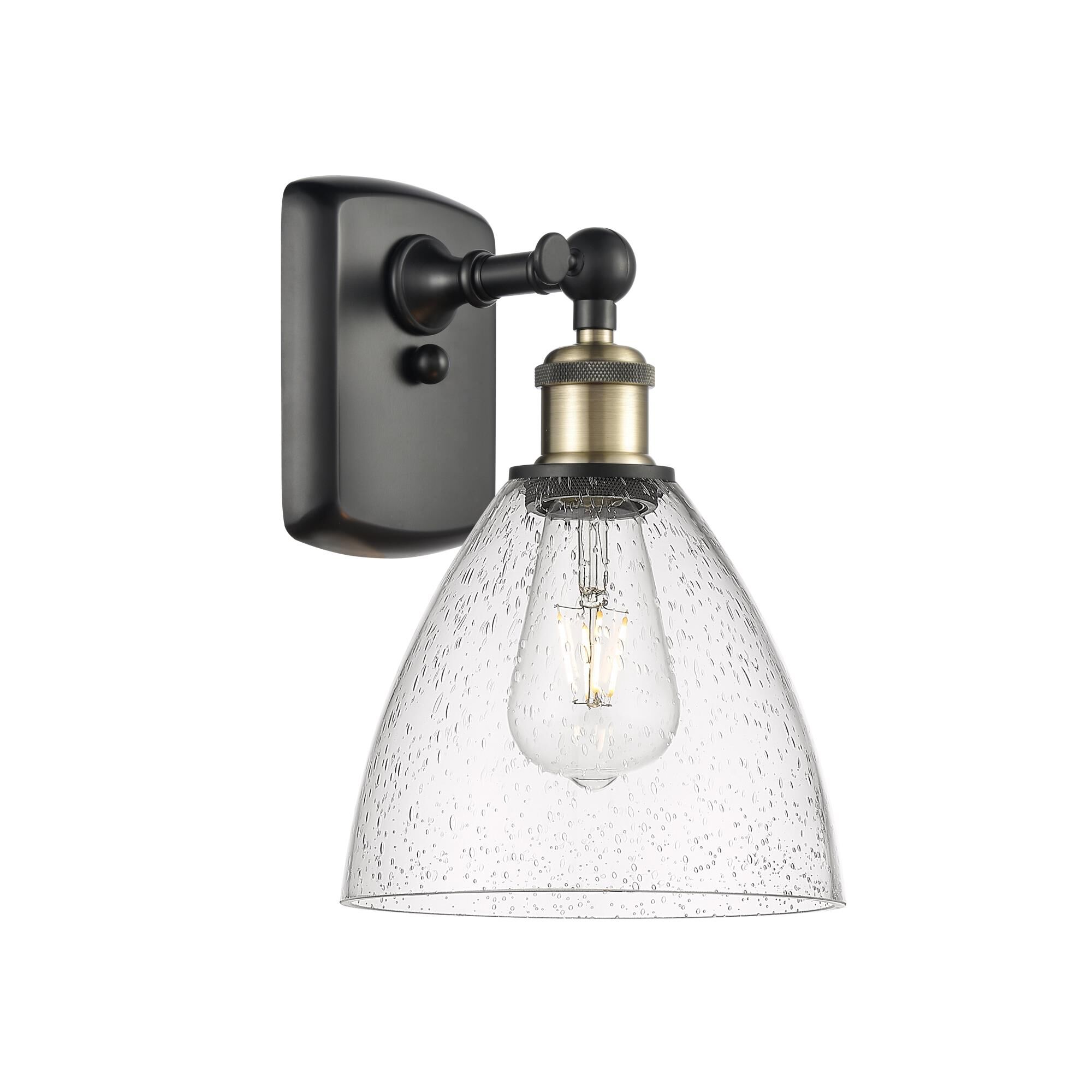 Shown in Black Antique Brass finish and Seedy Ballston Dome glass